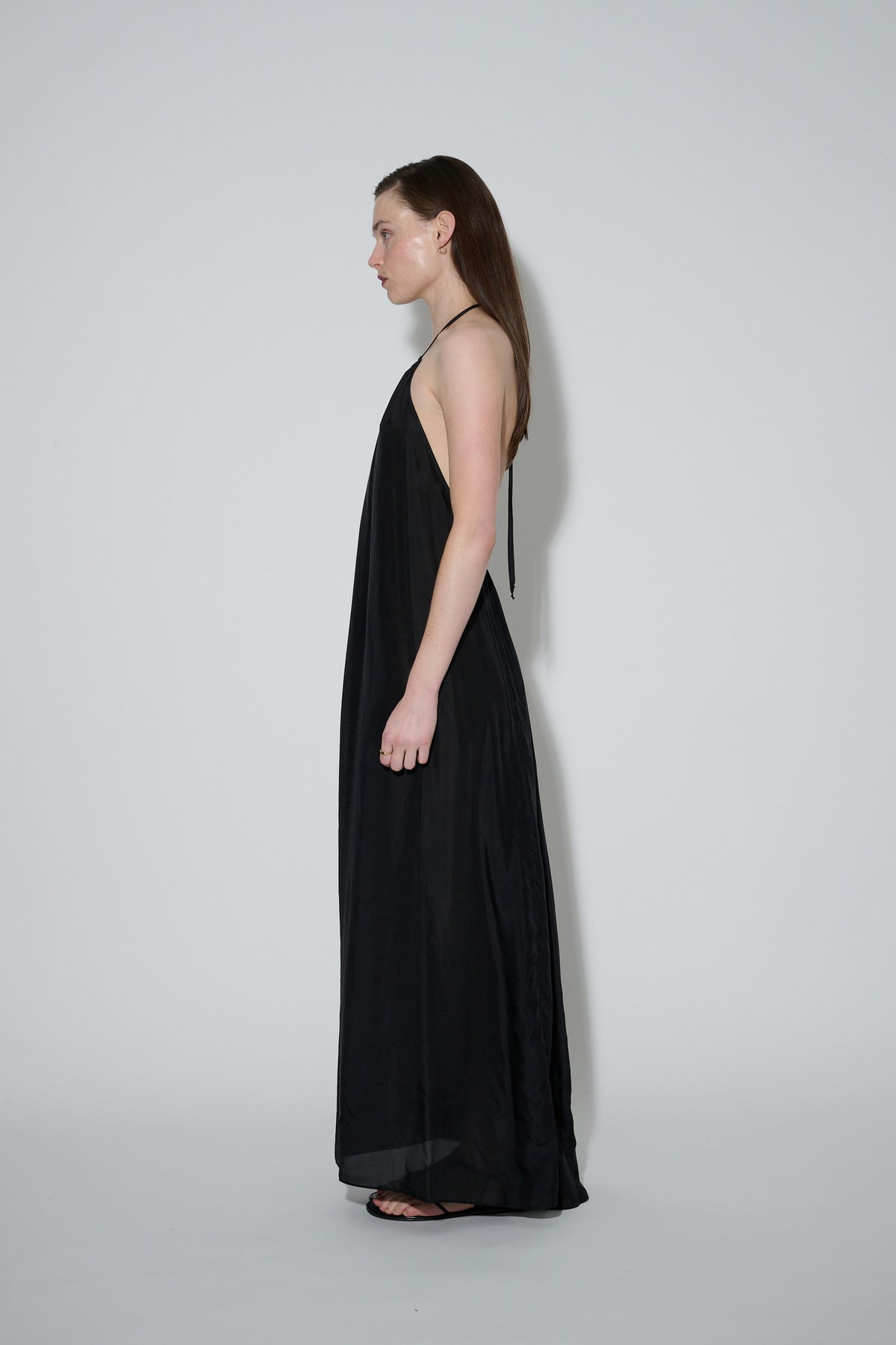 Silk Halter Dress Black