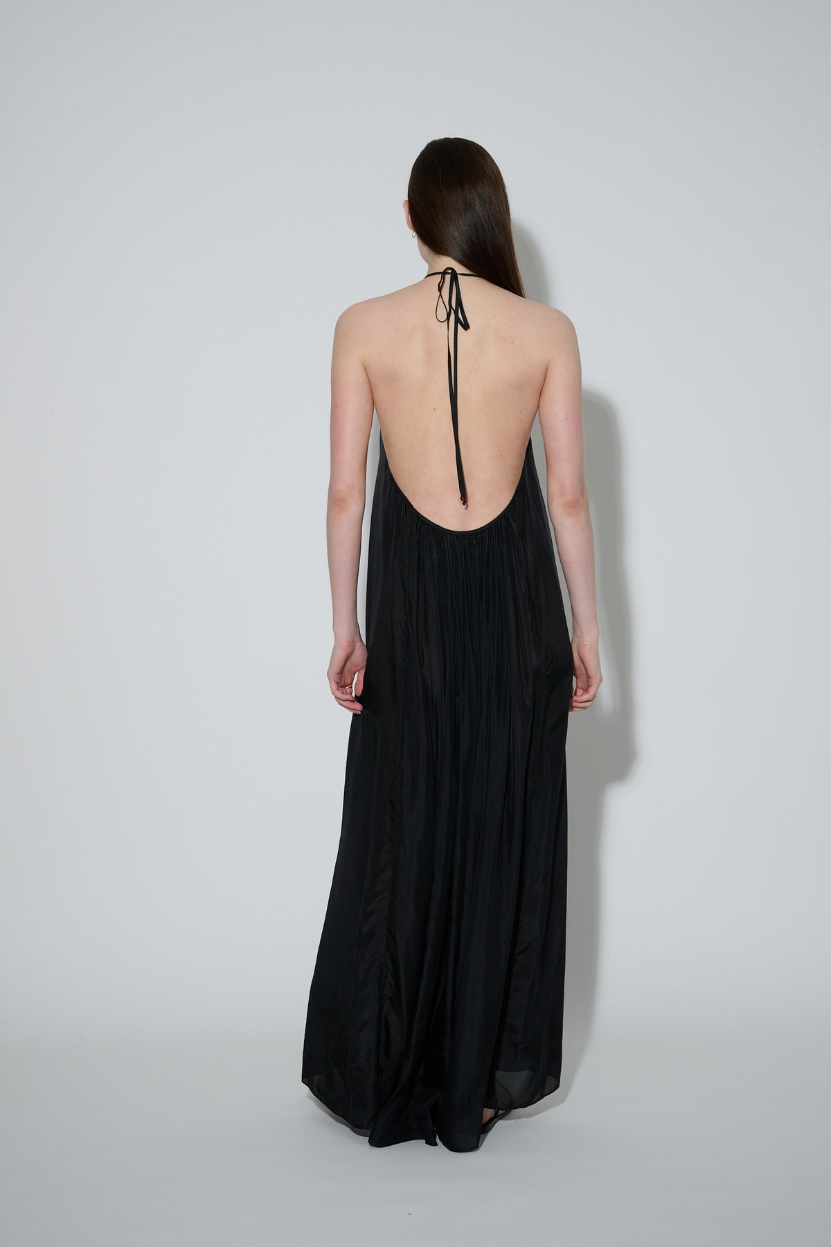 Silk Halter Dress Black