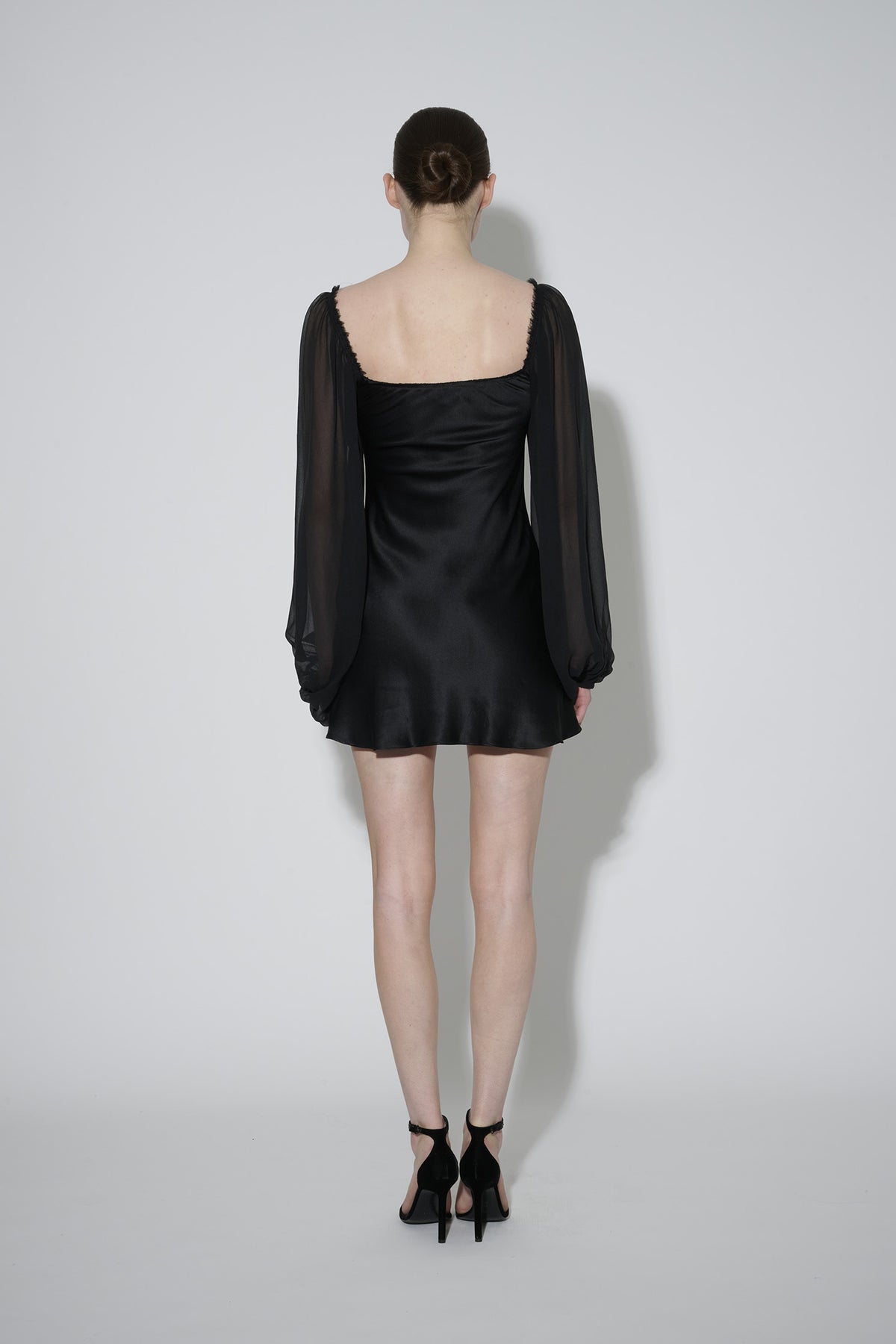 Chiffon Sleeve Dress Short Black
