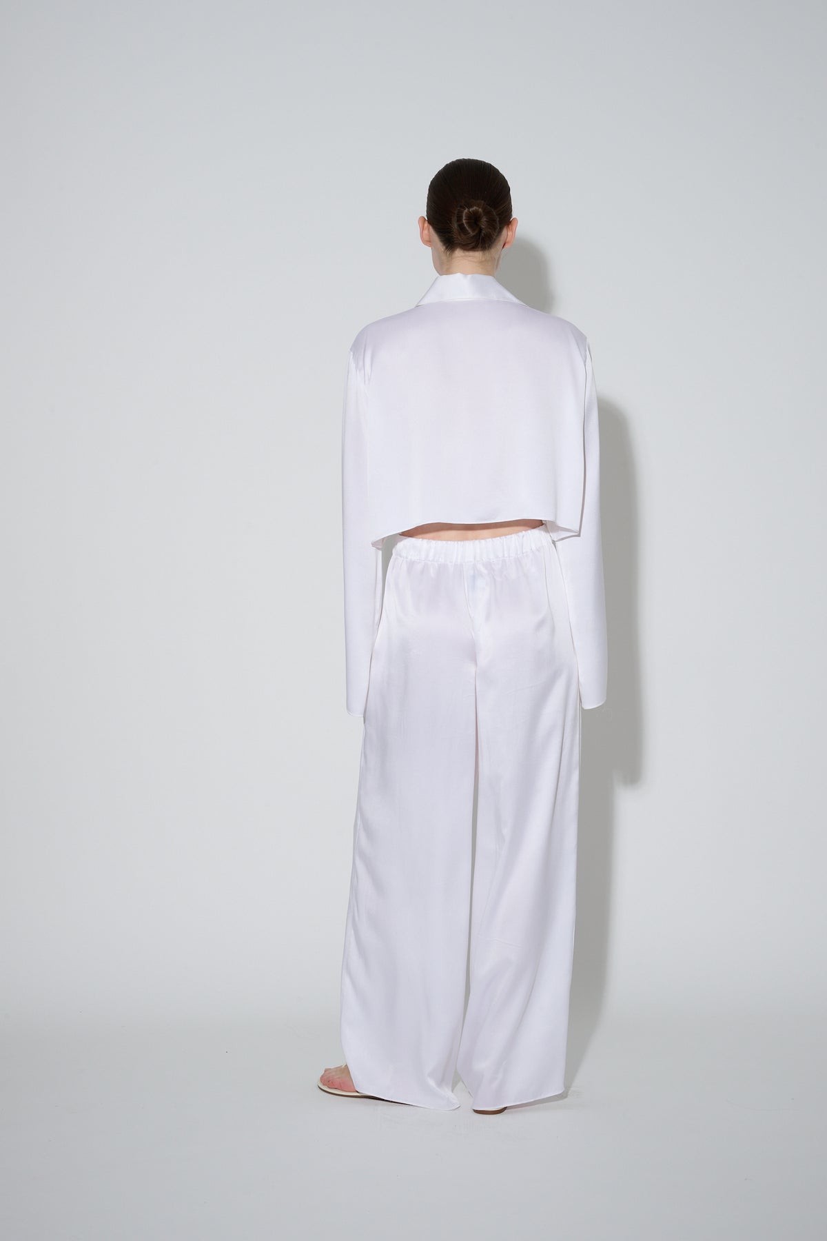 Drawstring Silk Pants White