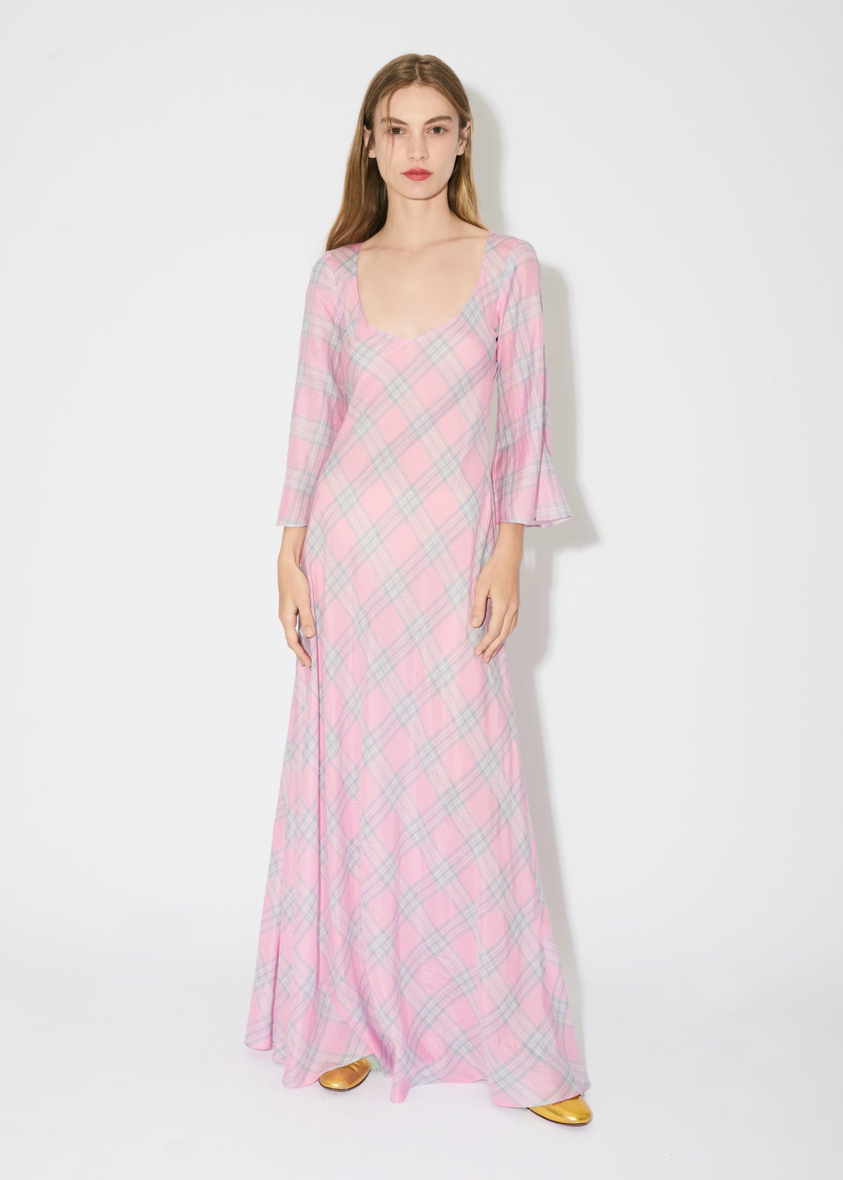 JaneBooke Pink Plaid Cotton Voile Dress