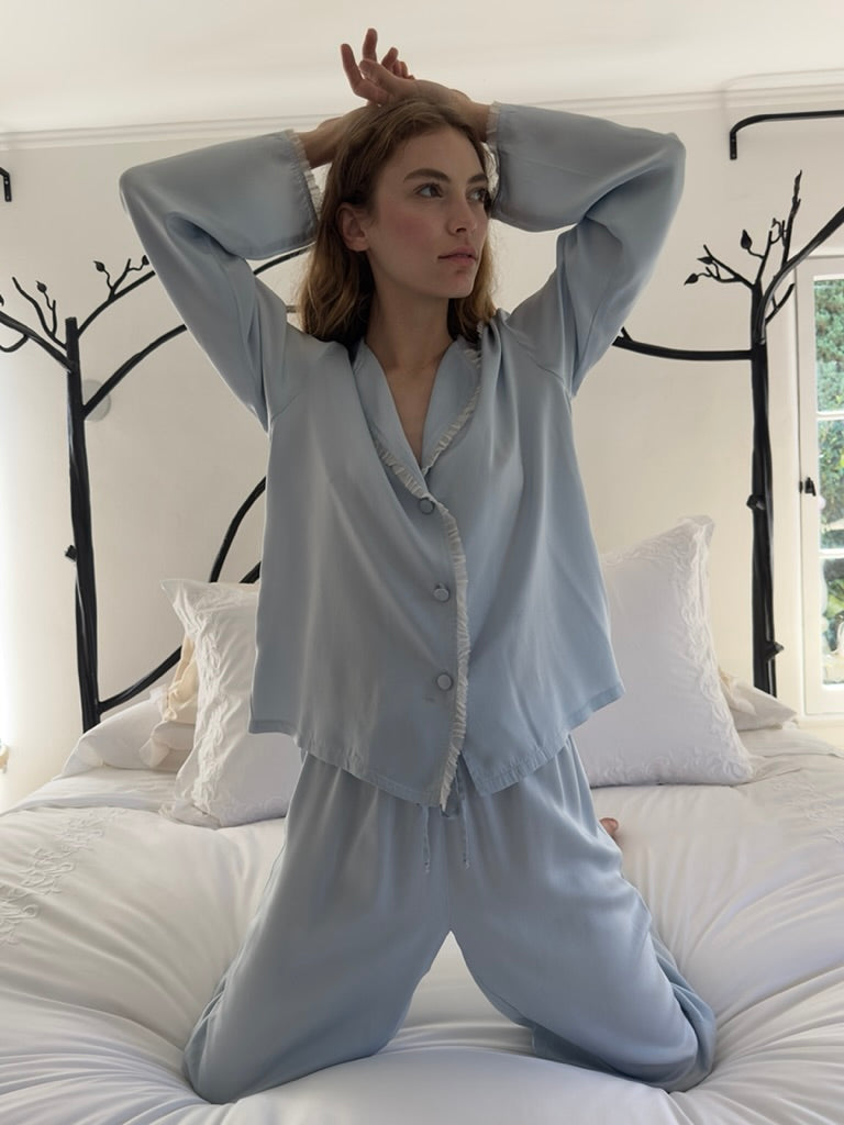 Silk Pajamas Baby Blue