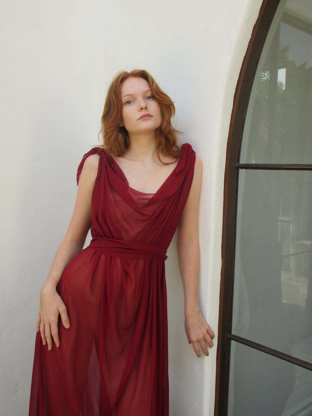 Chiffon Goddess Dress Bordeaux