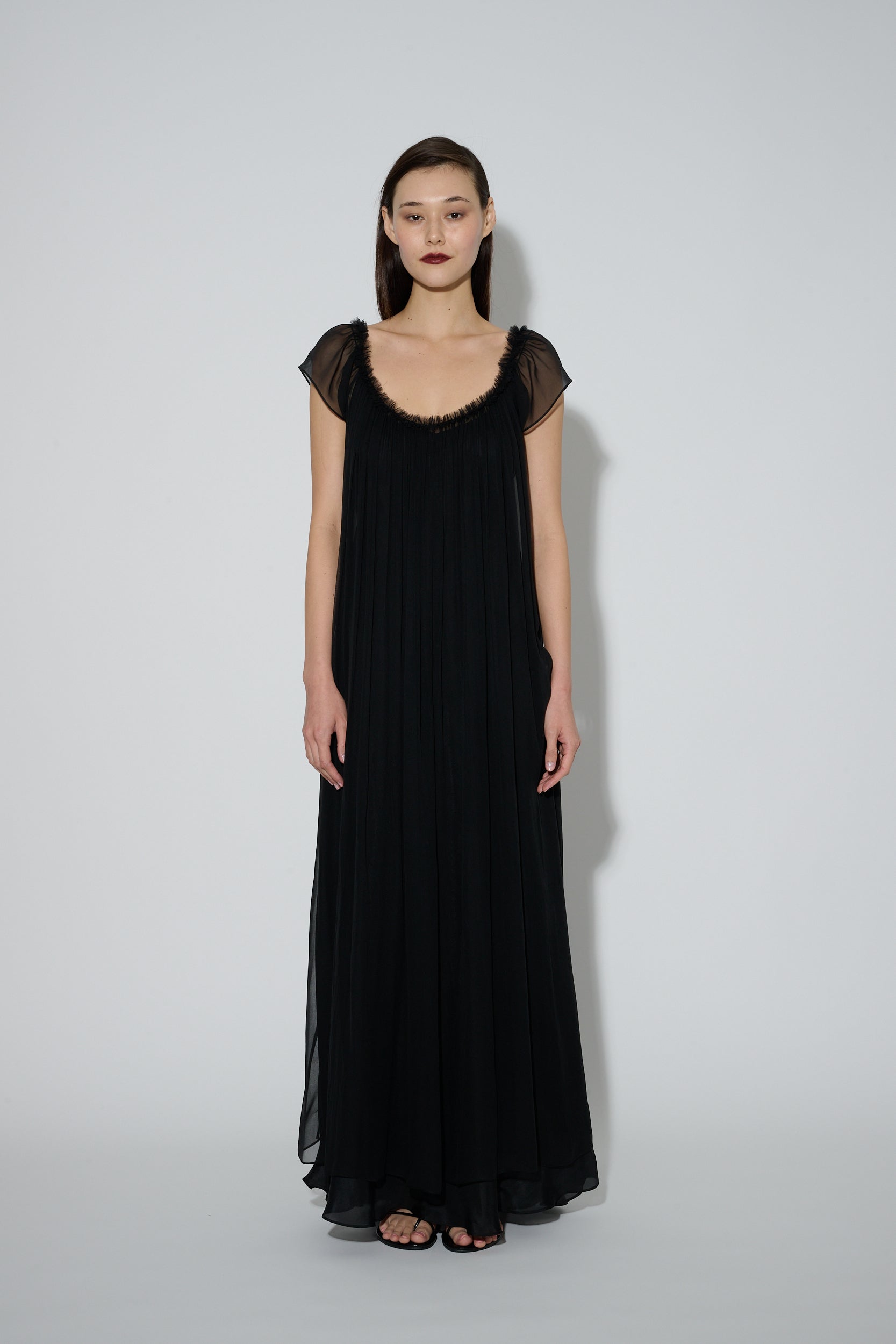 Chiffon Petal Dress Black
