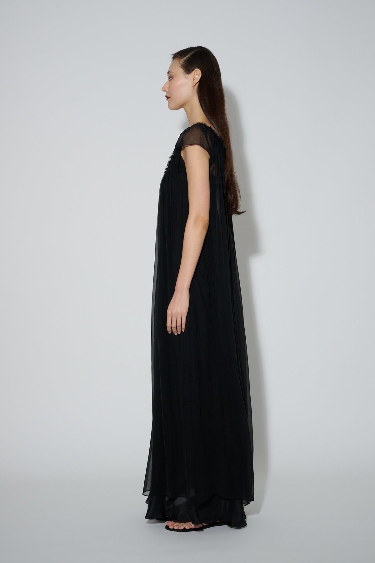 Chiffon Petal Dress Black