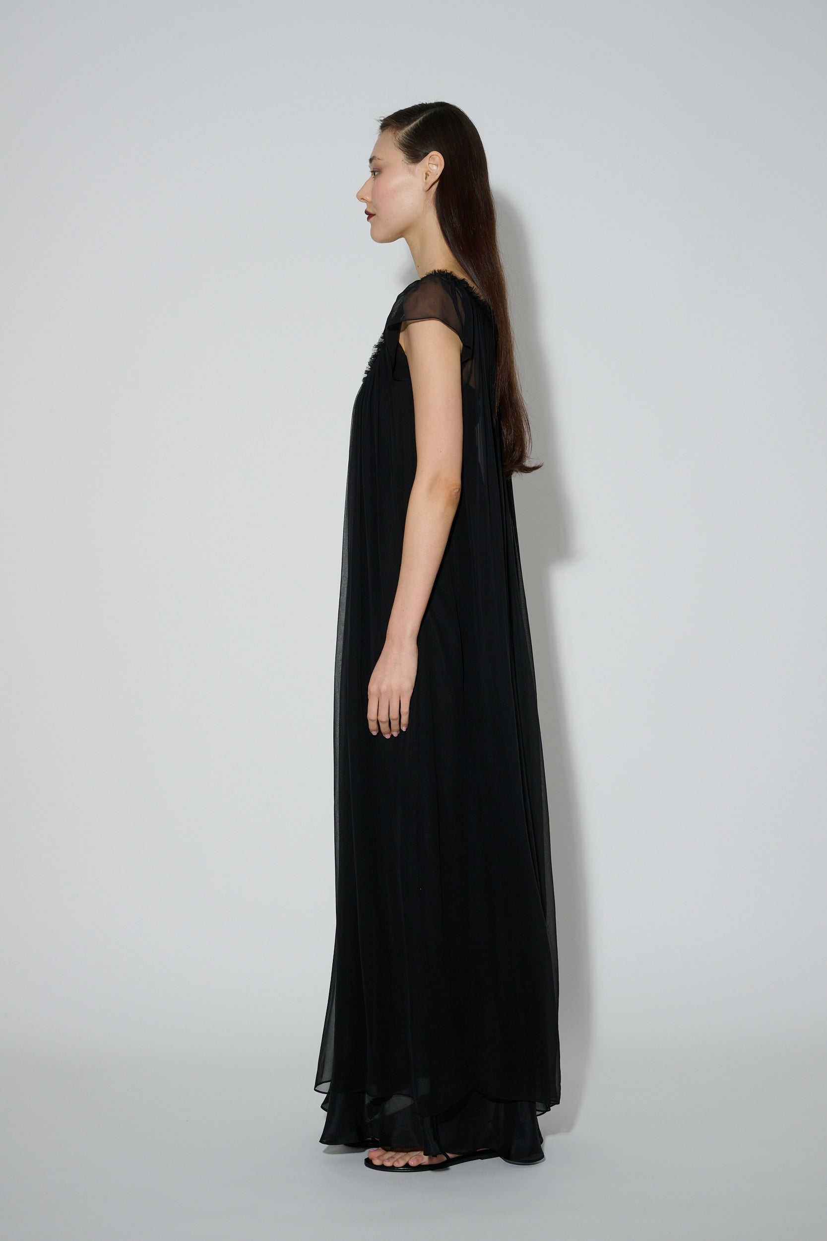 Chiffon Petal Dress Black