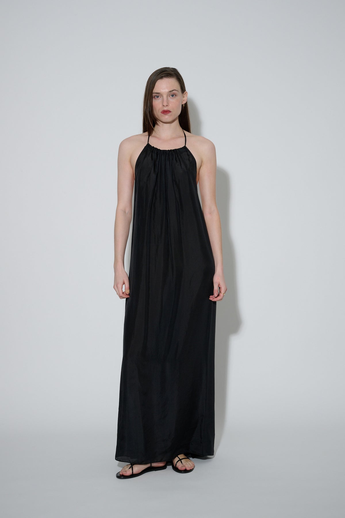 Silk Halter Dress Black