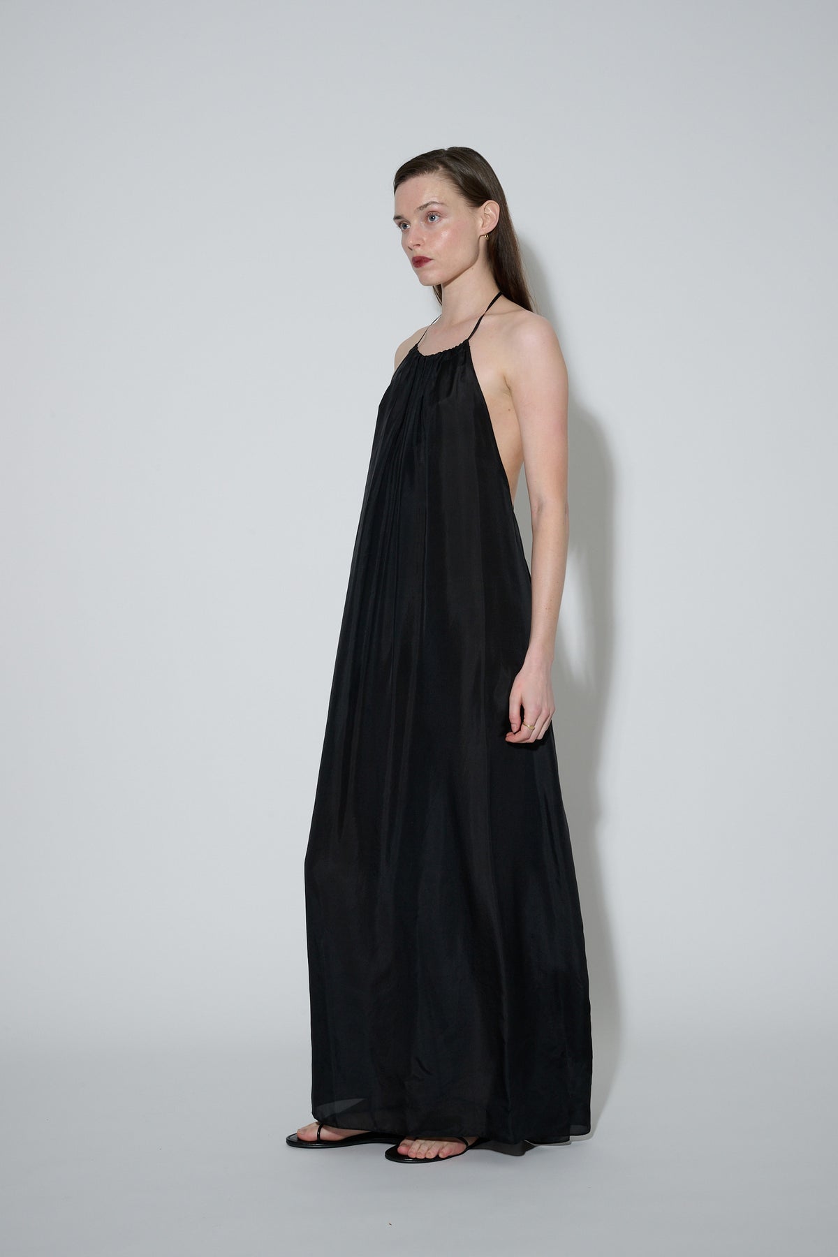 Silk Halter Dress Black