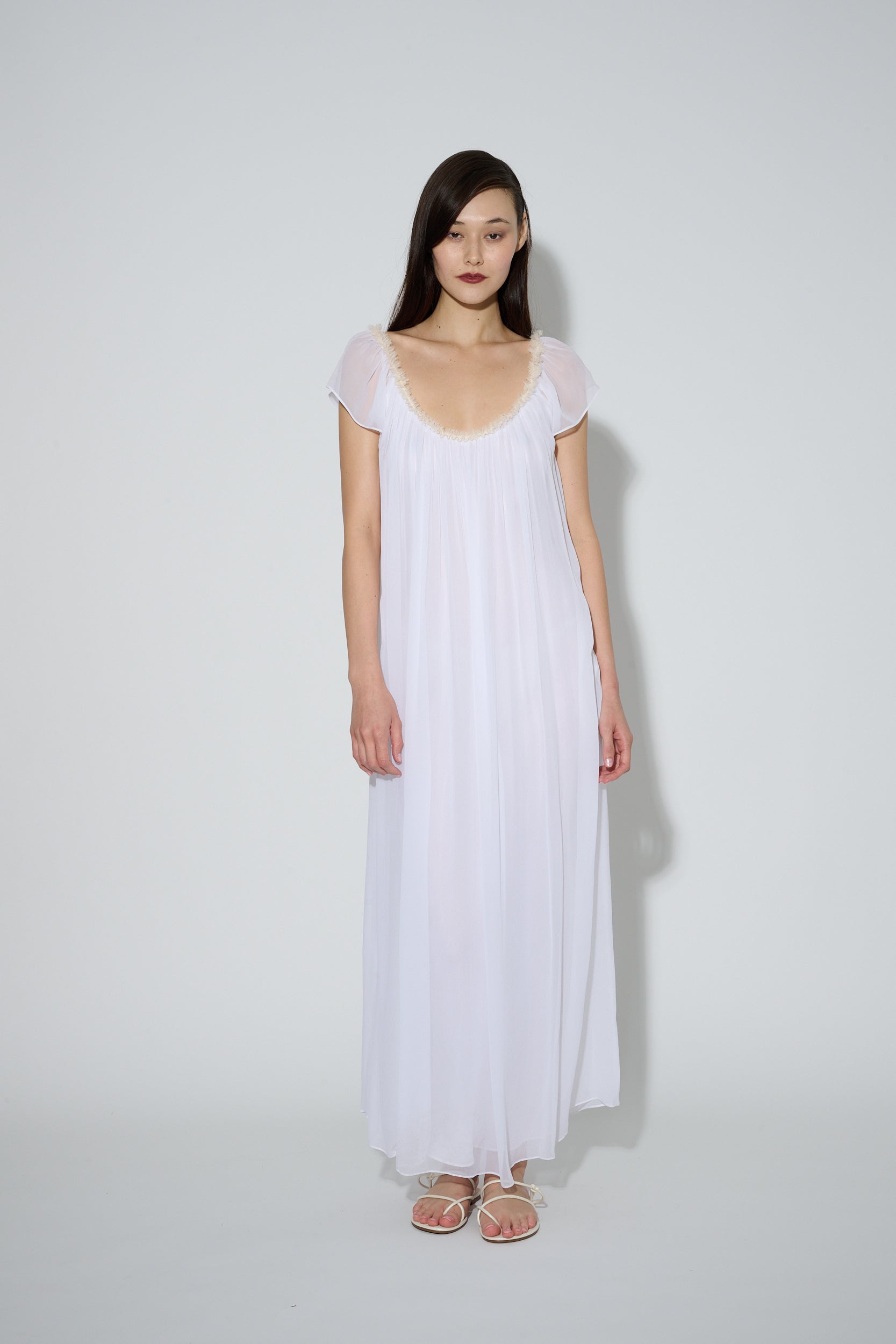 Chiffon Petal Dress White