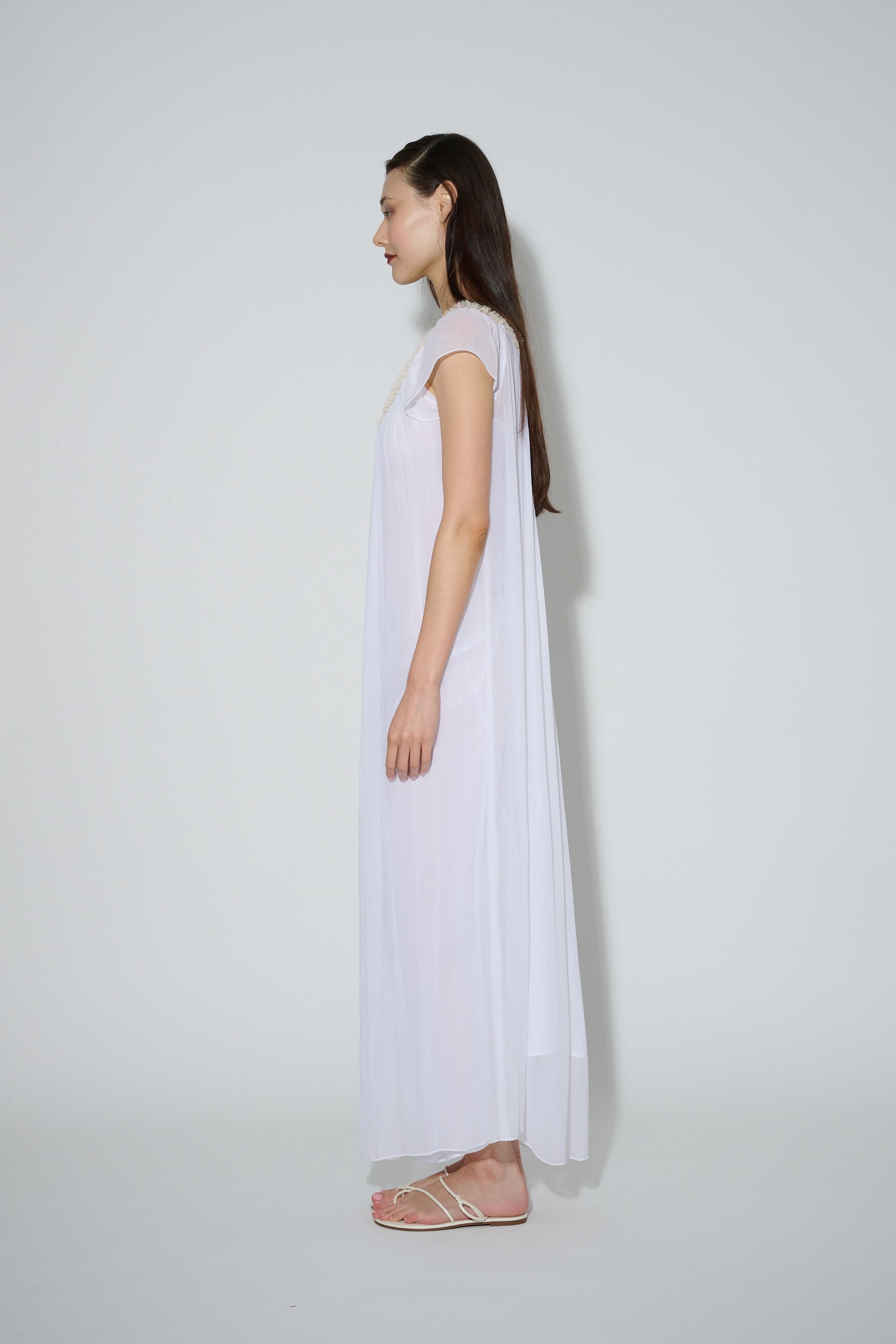 Chiffon Petal Dress White