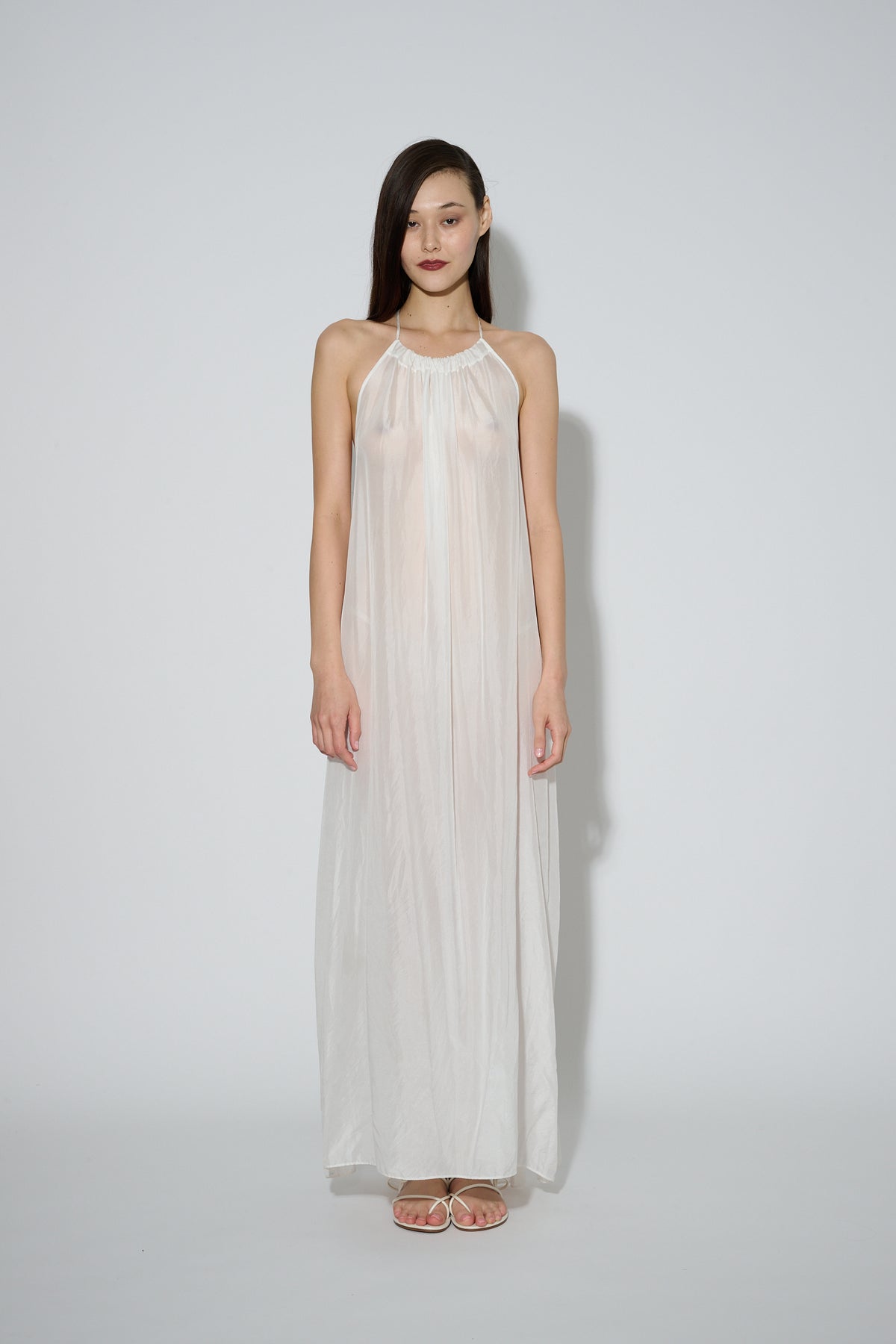 Silk Halter Dress White