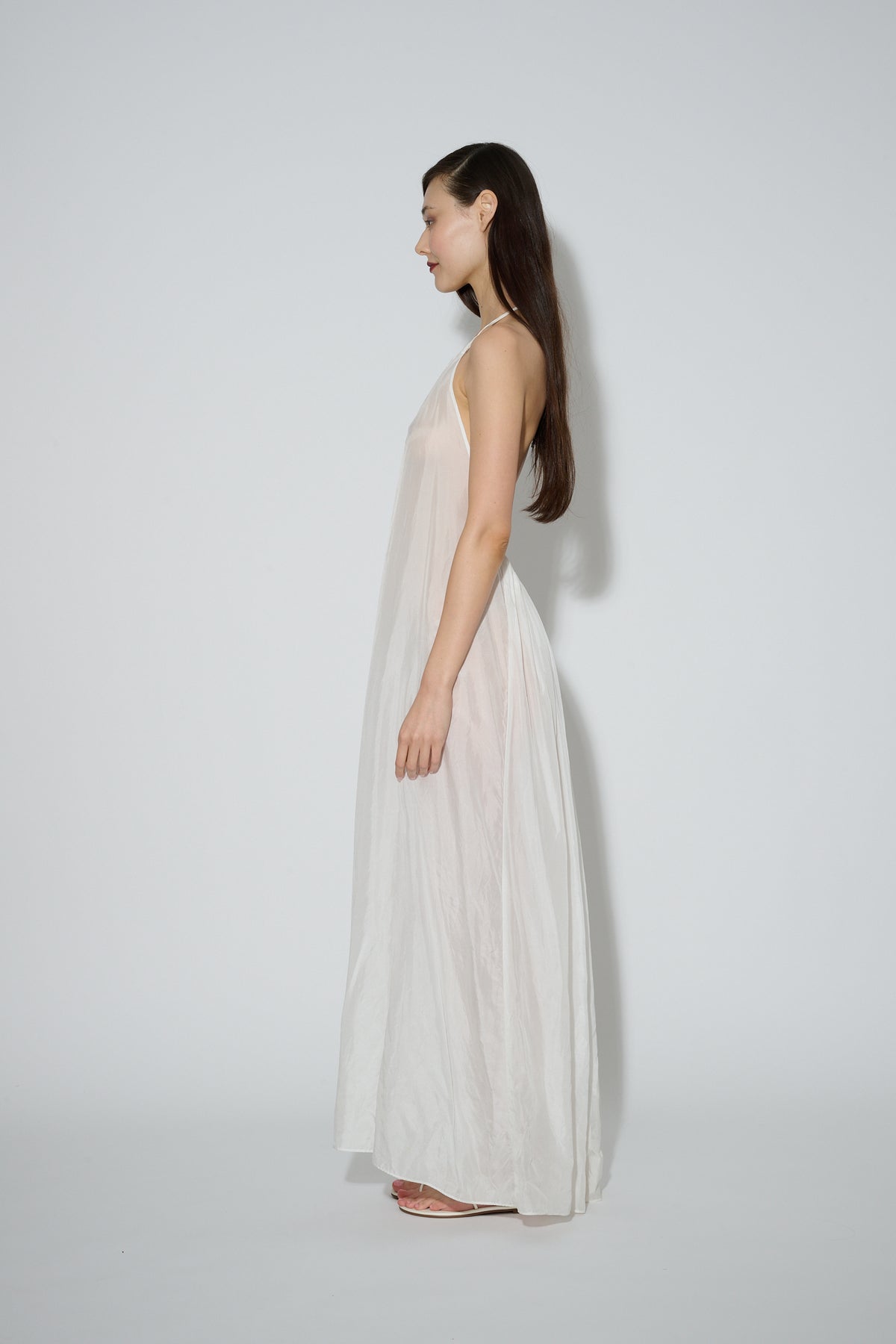 Silk Halter Dress White
