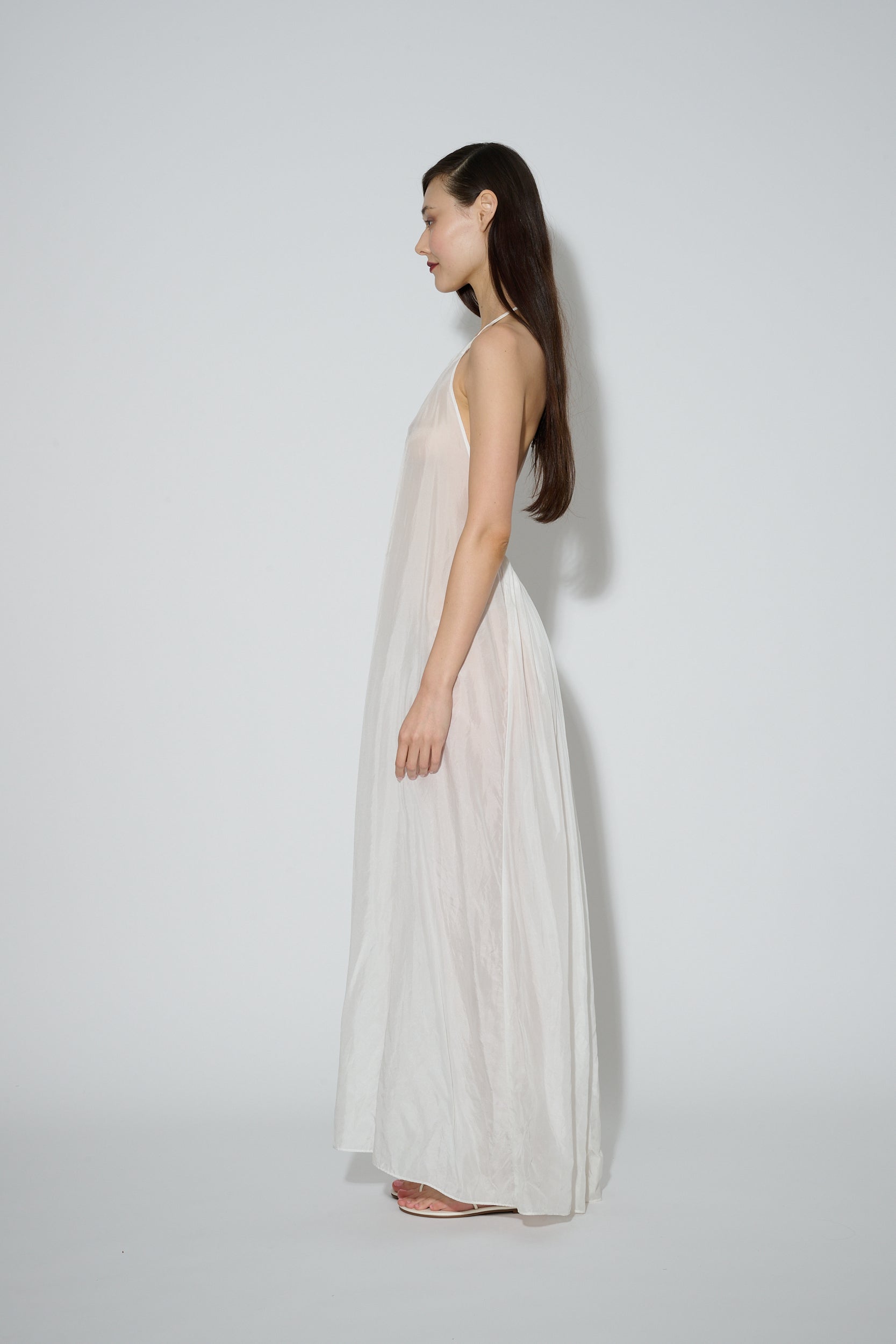 Silk Halter Dress White