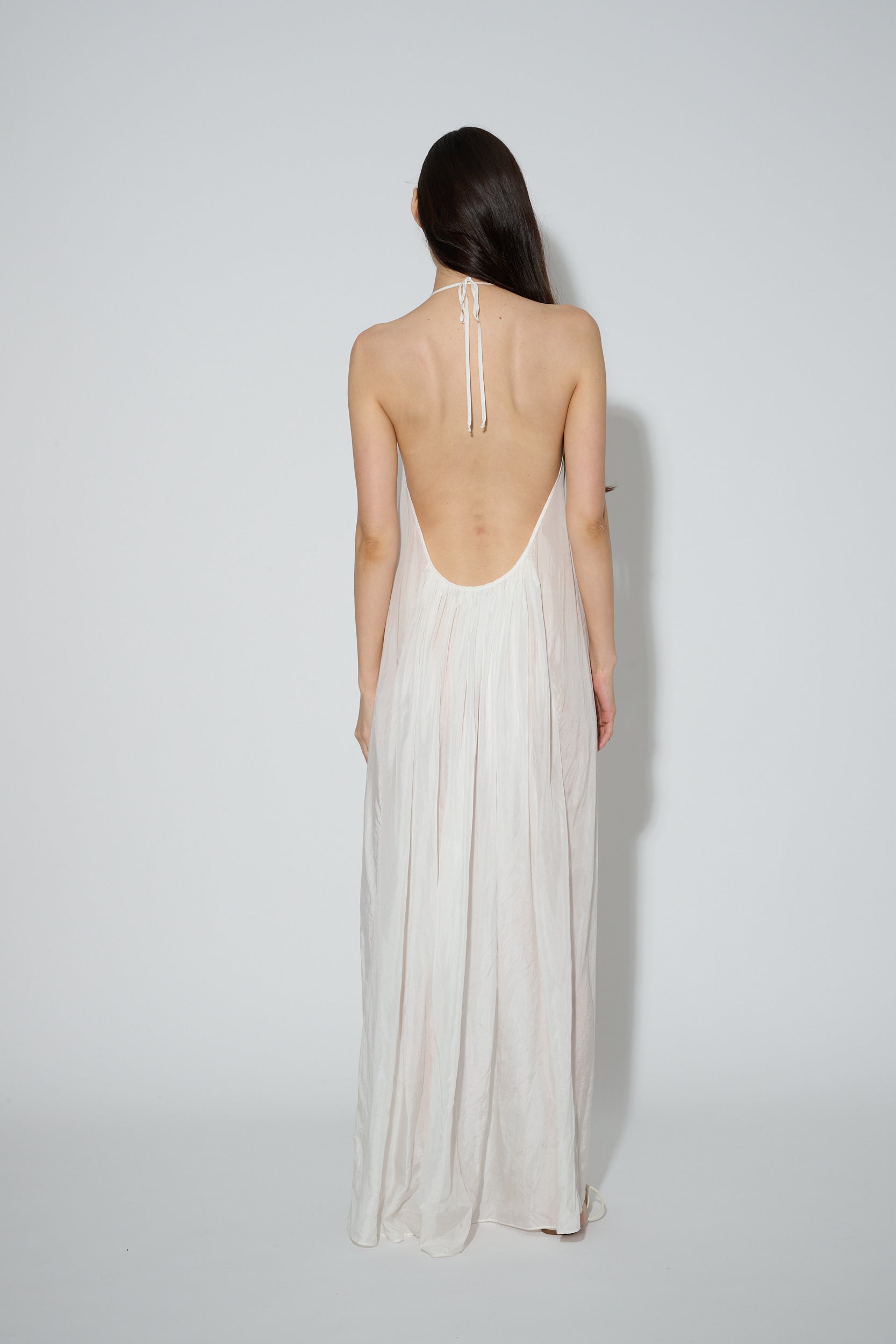 Silk Halter Dress White