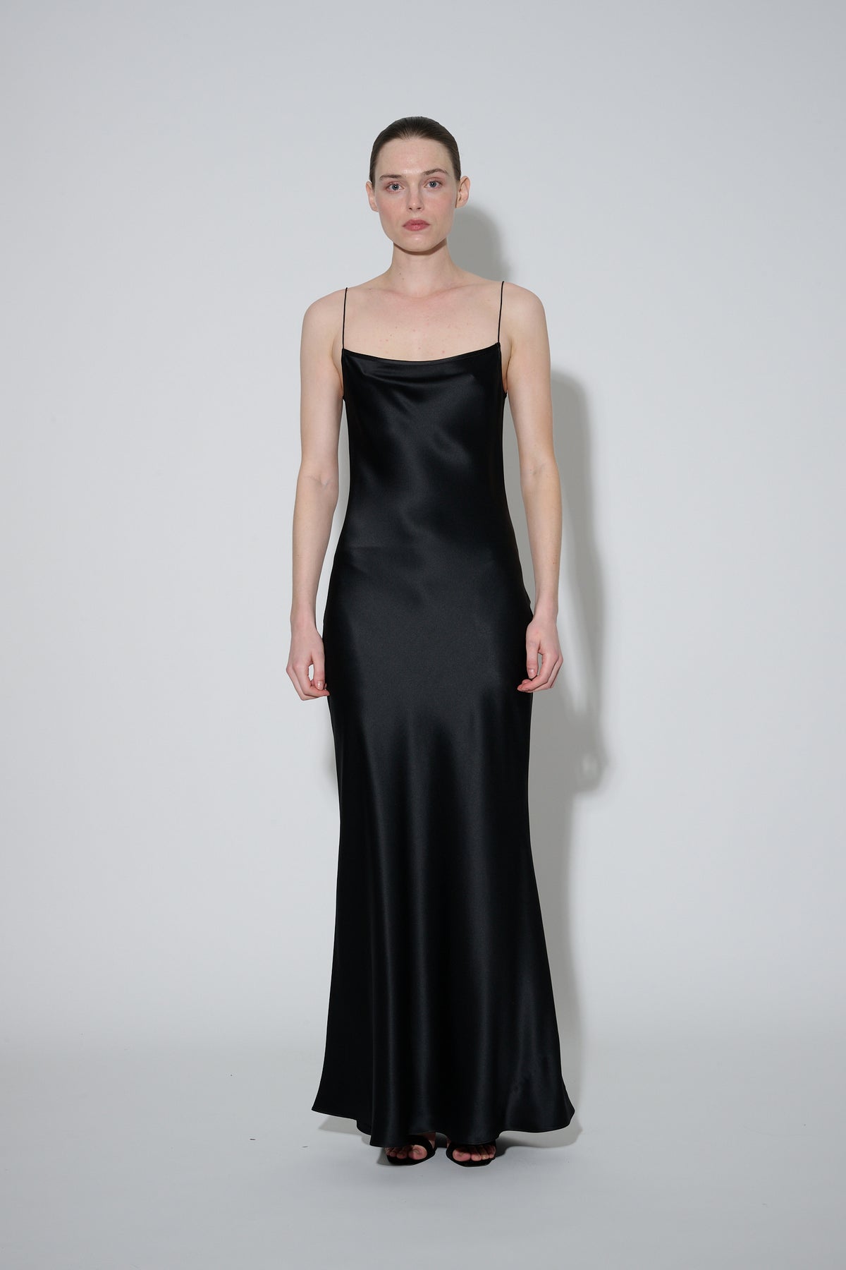 Thin Strap Slip Dress Black