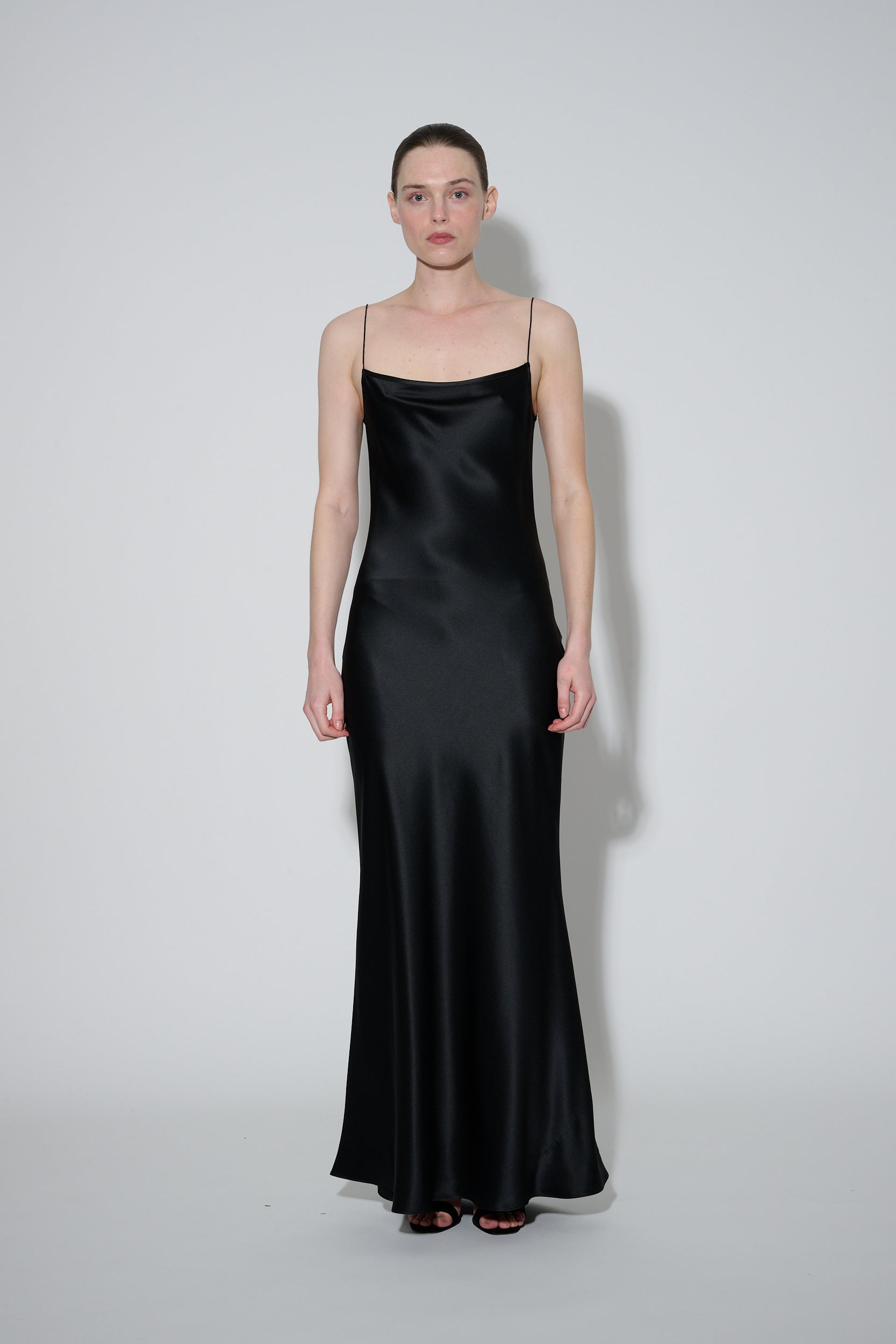 Thin Strap Slip Dress Black