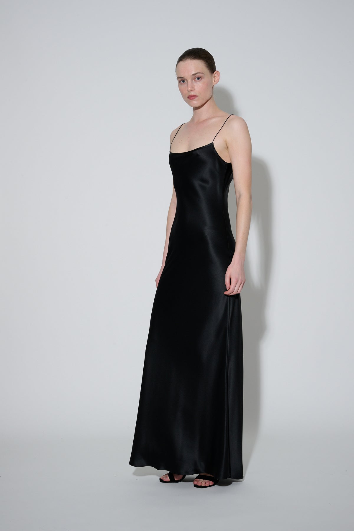 Thin Strap Slip Dress Black