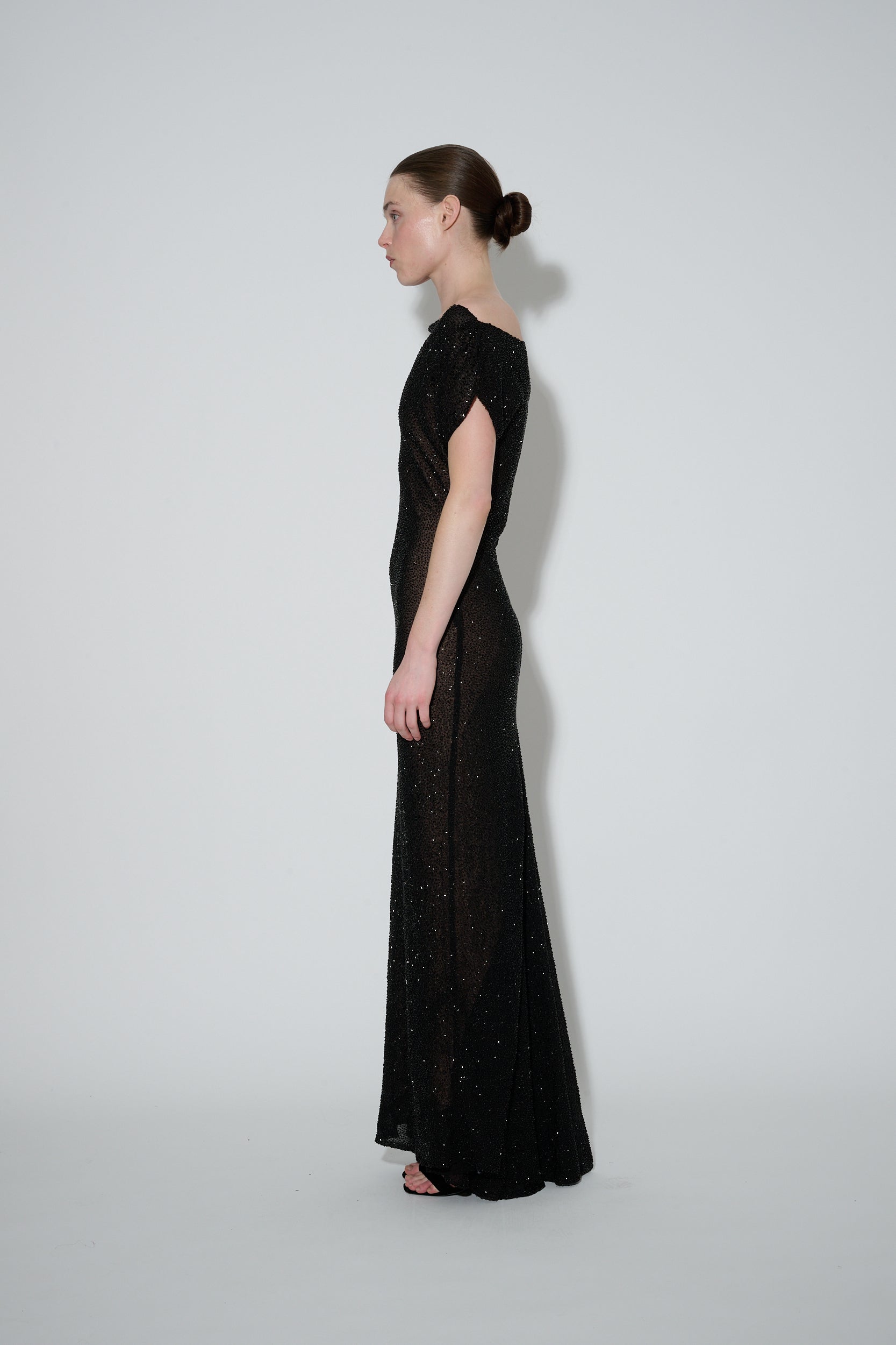 Beaded Cowl Neck Dress