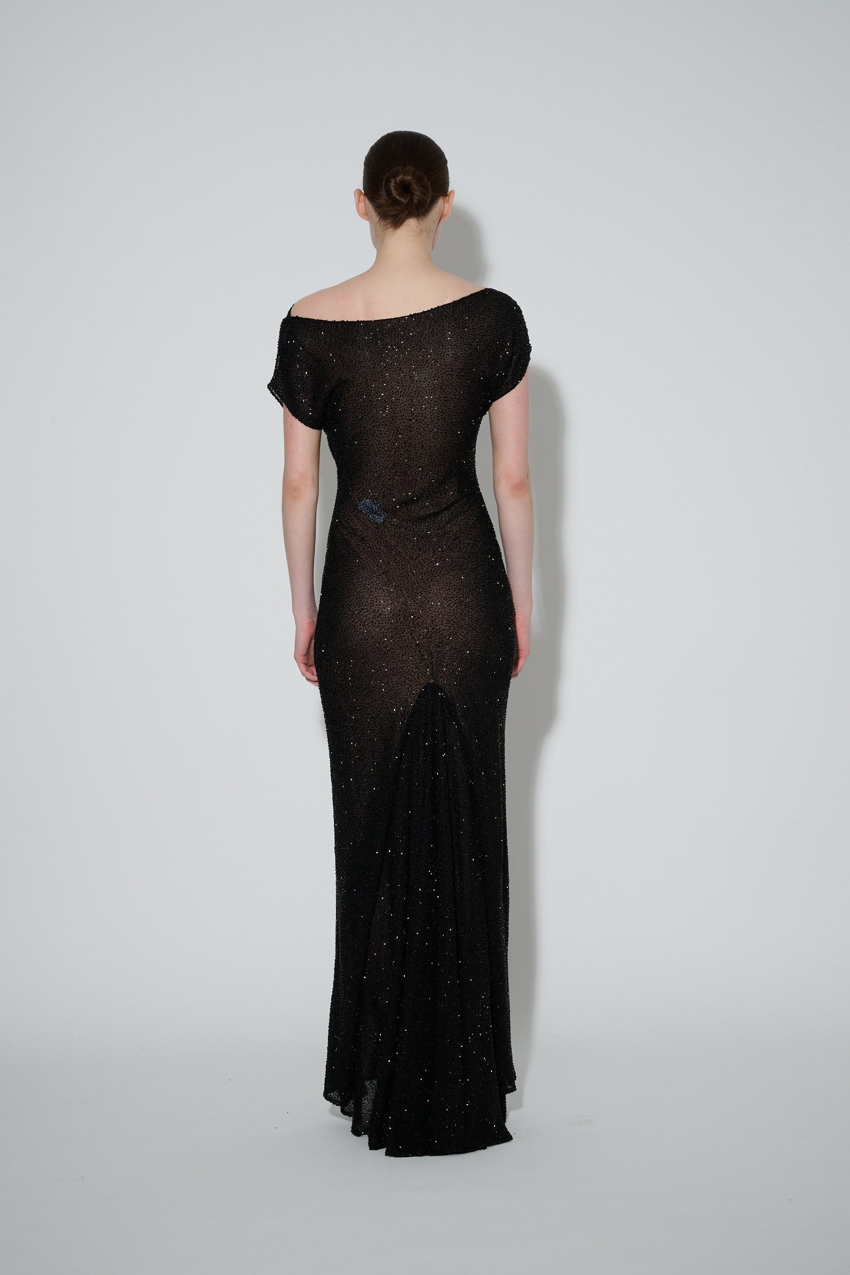 Beaded Cowl Neck Dress