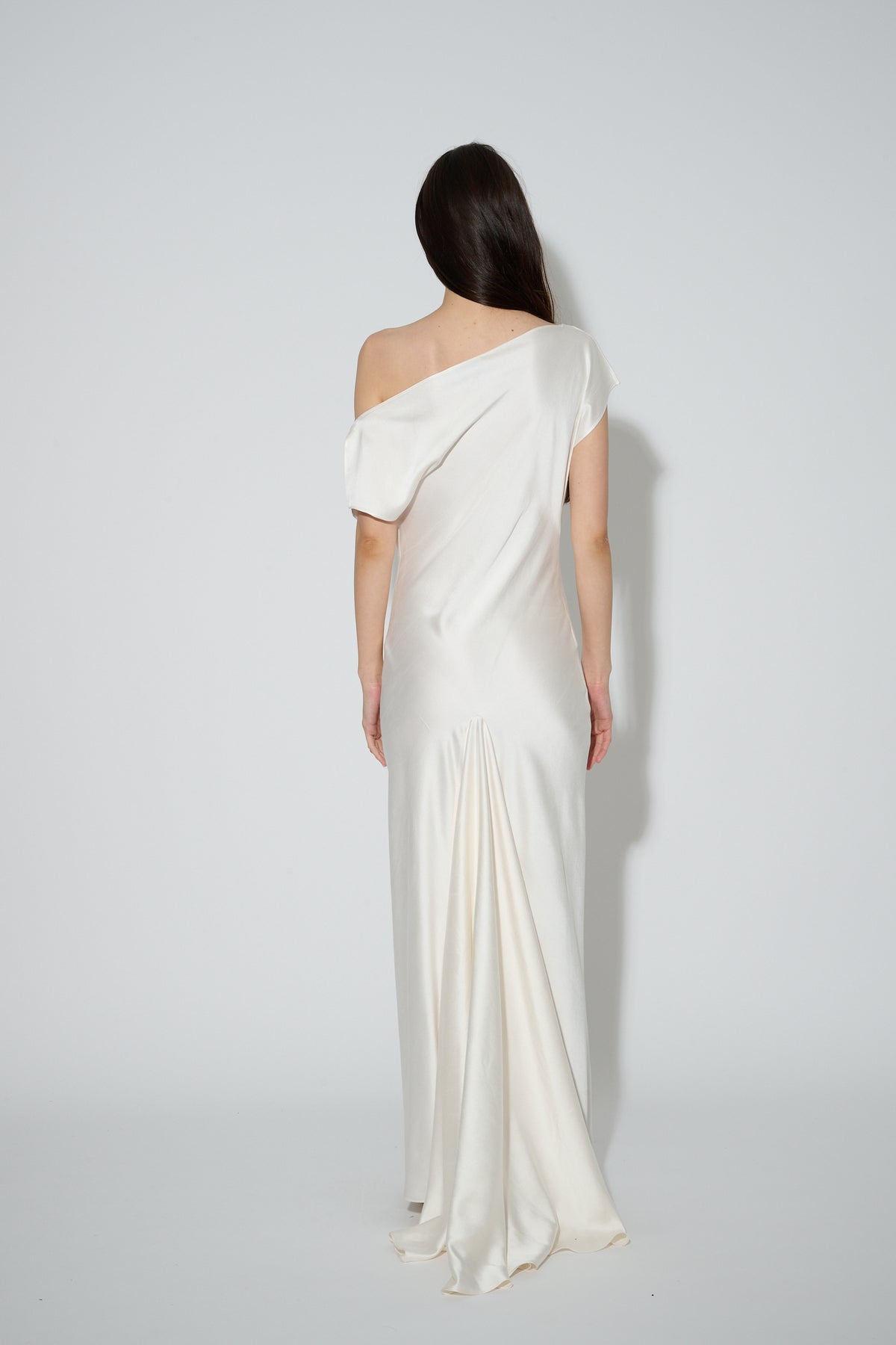 Silk Cowl Neck Gown White
