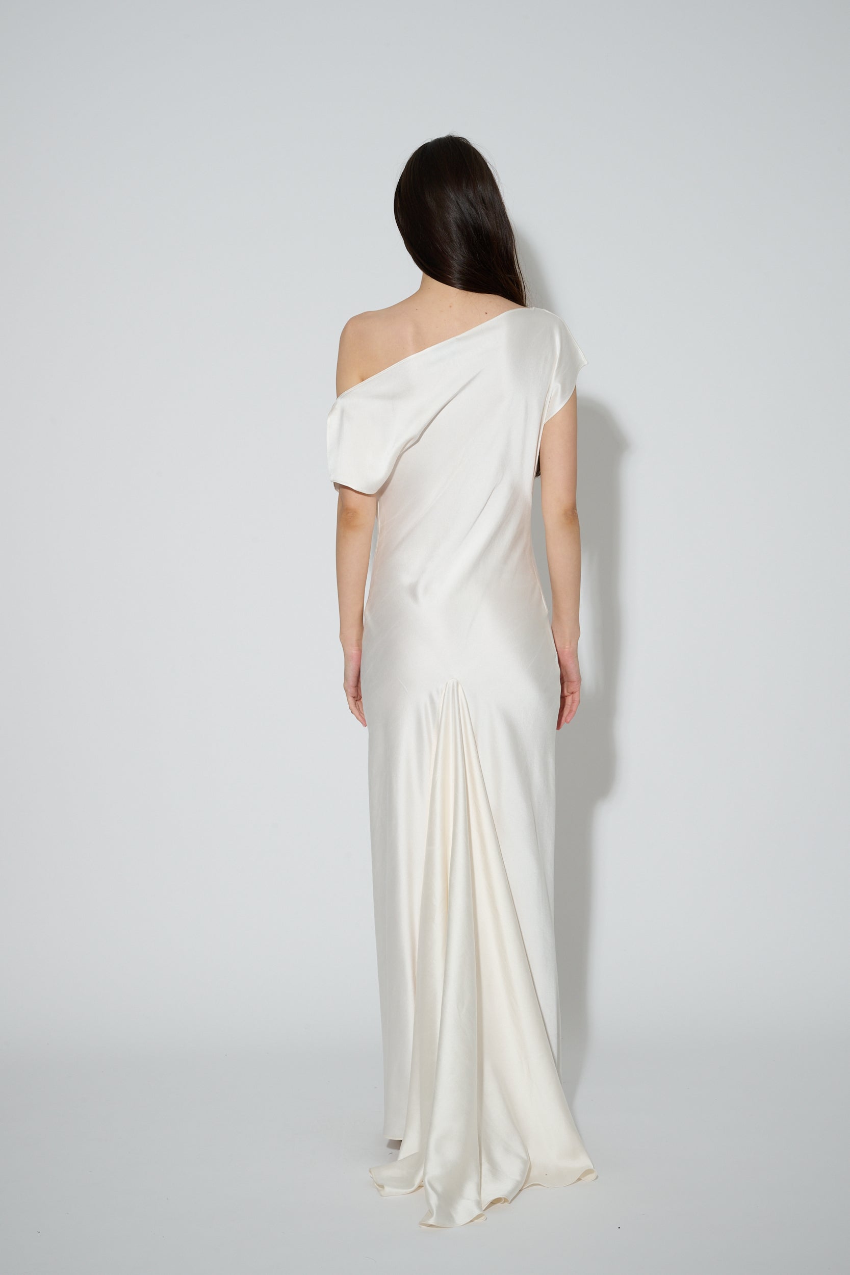 Silk Cowl Neck Gown White