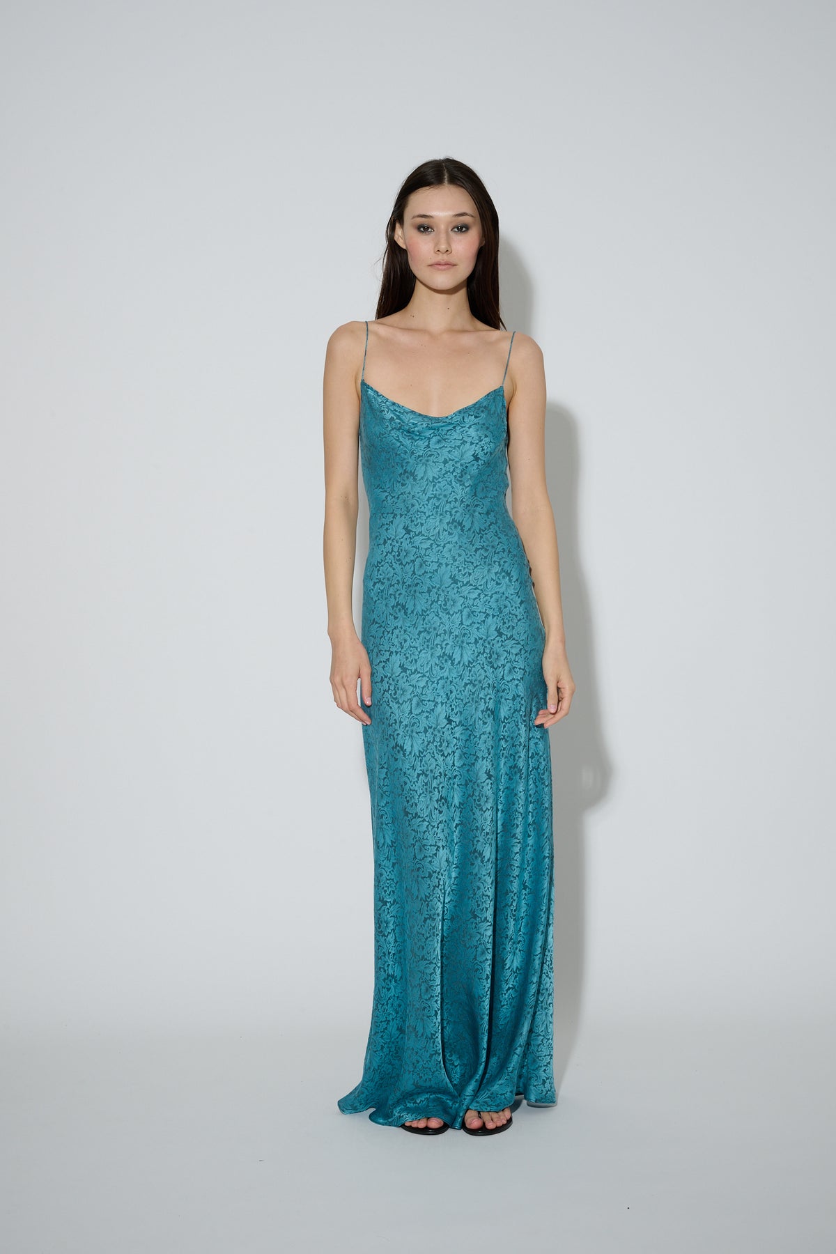 Jacquard Slip Dress Blue