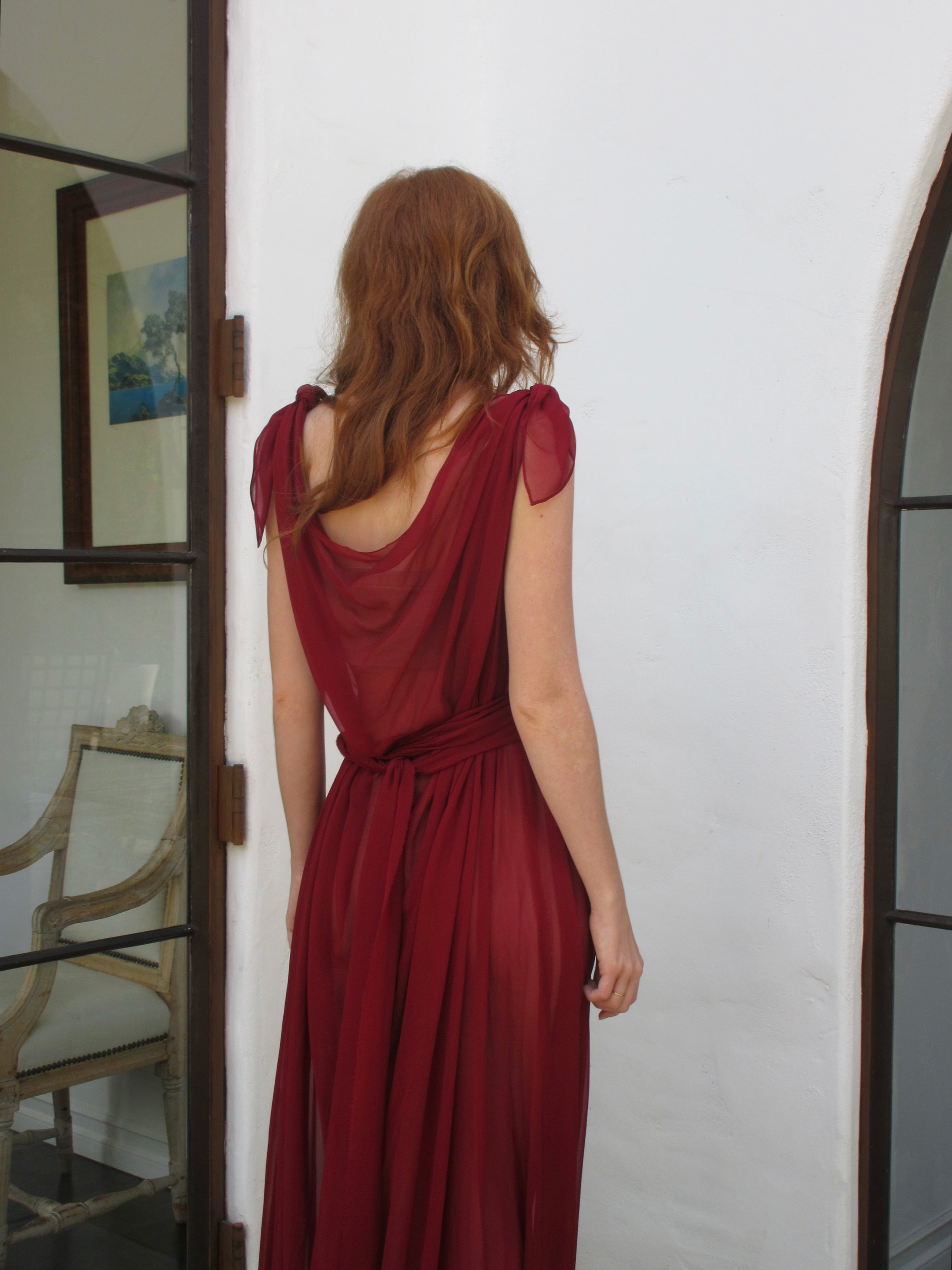 JaneBooke Dresses Chiffon Goddess Dress Bordeaux