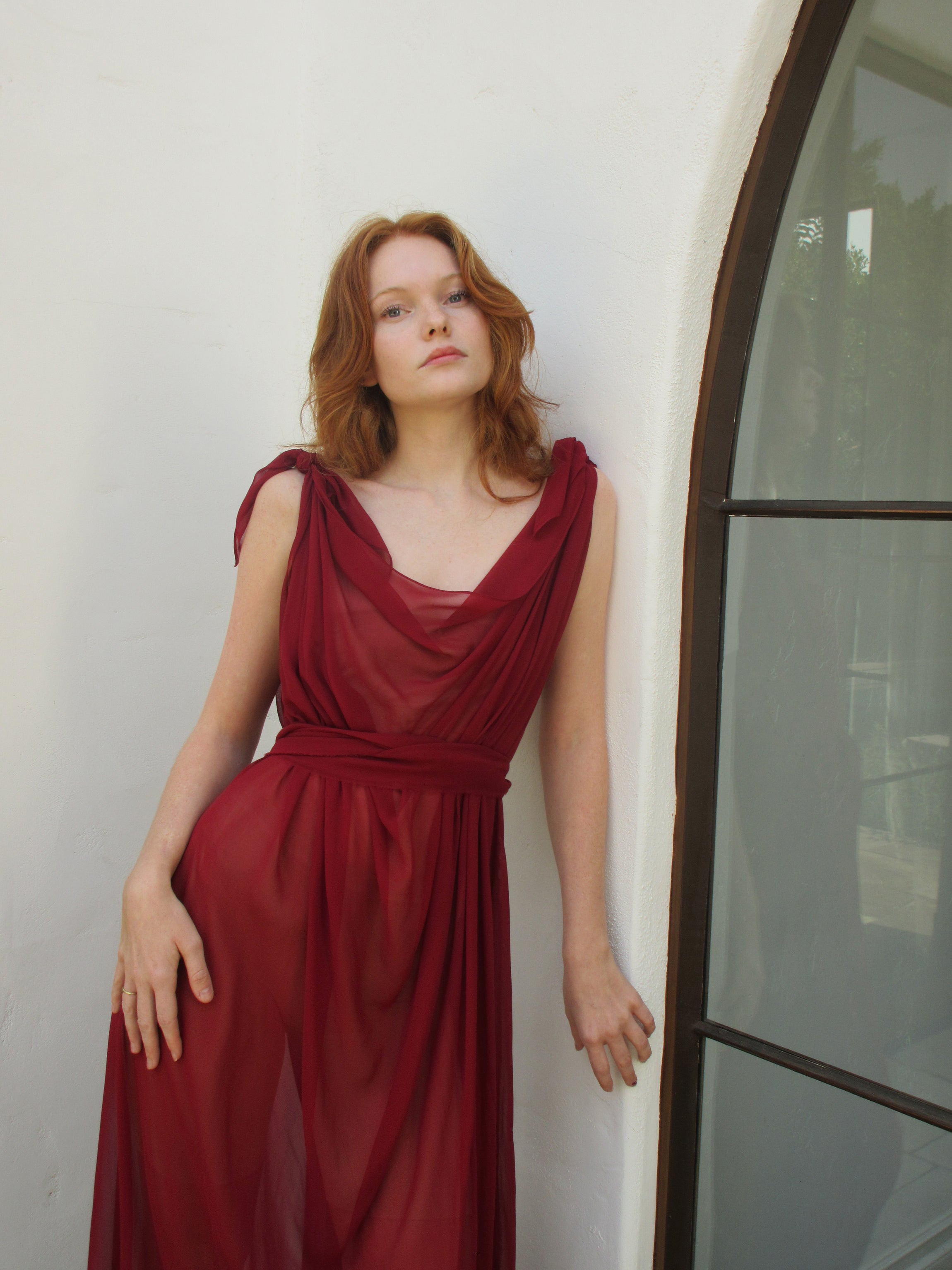 JaneBooke Dresses Chiffon Goddess Dress Bordeaux