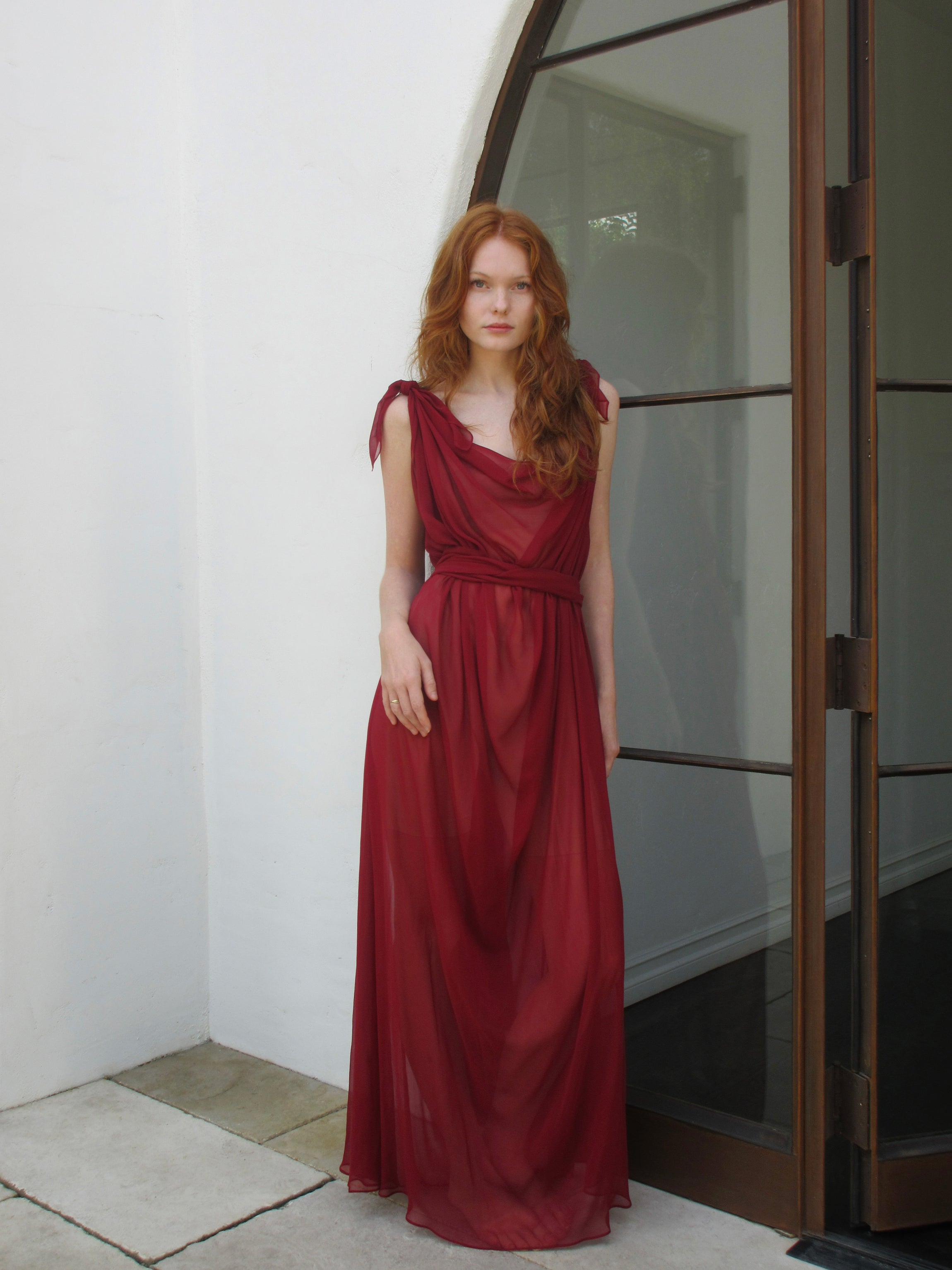 JaneBooke Dresses Chiffon Goddess Dress Bordeaux