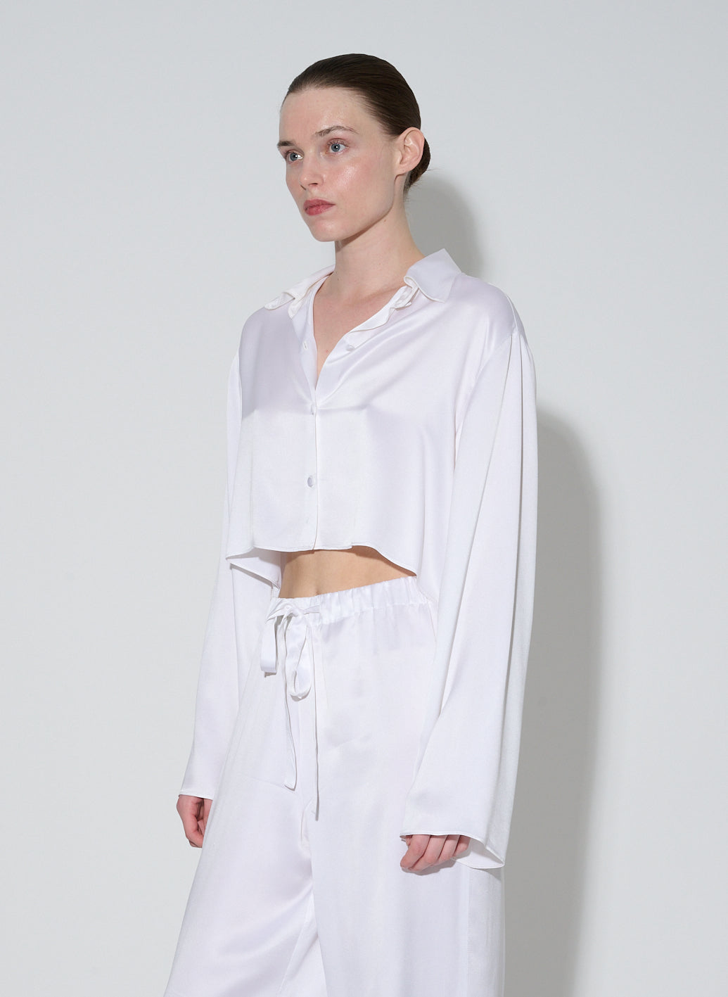JaneBooke Dresses Cropped Button Up White