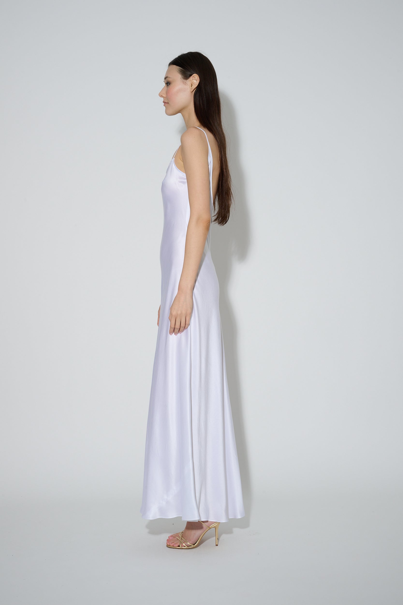 JaneBooke Dresses Low Back Slip Dress White