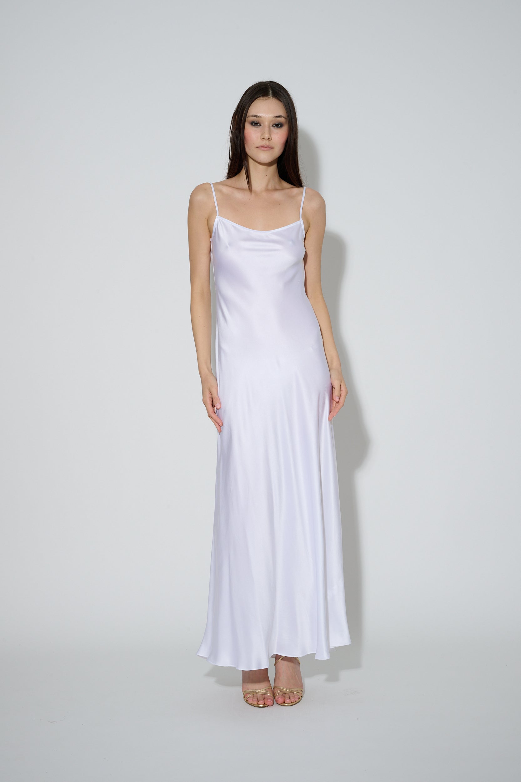 JaneBooke Dresses Low Back Slip Dress White