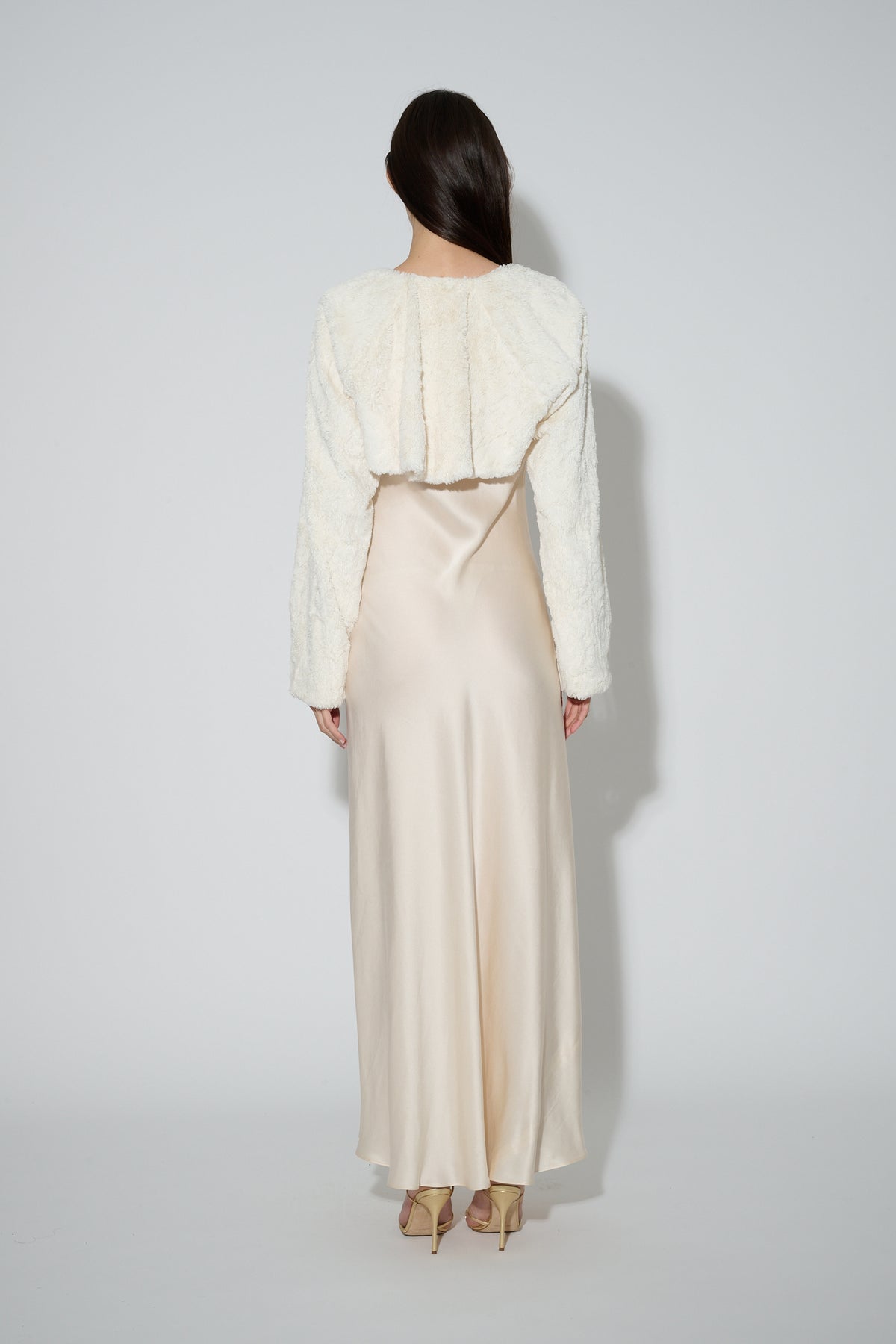 JaneBooke Jacket Faux Fur Bolero Ivory