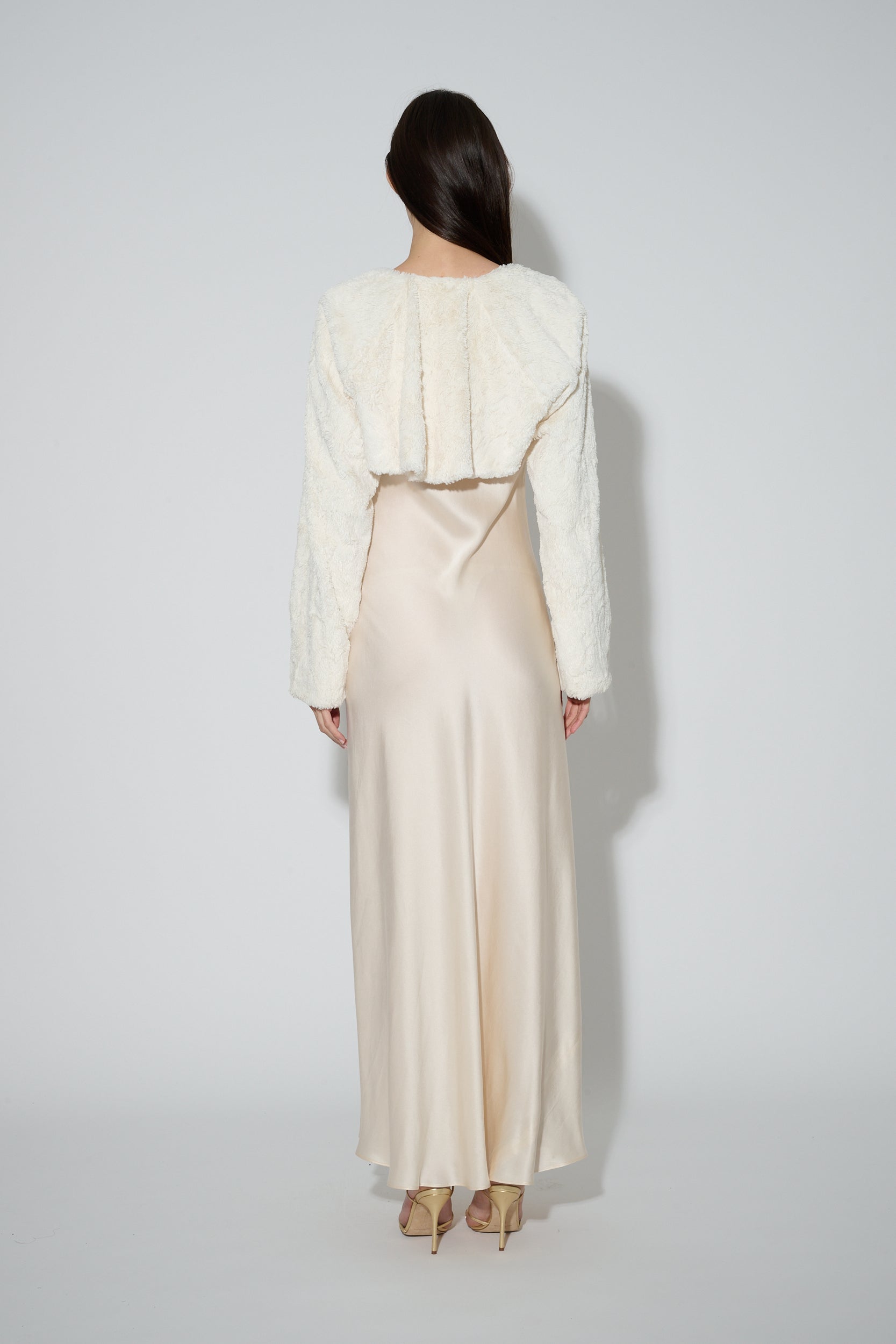 JaneBooke Jacket Faux Fur Bolero Ivory