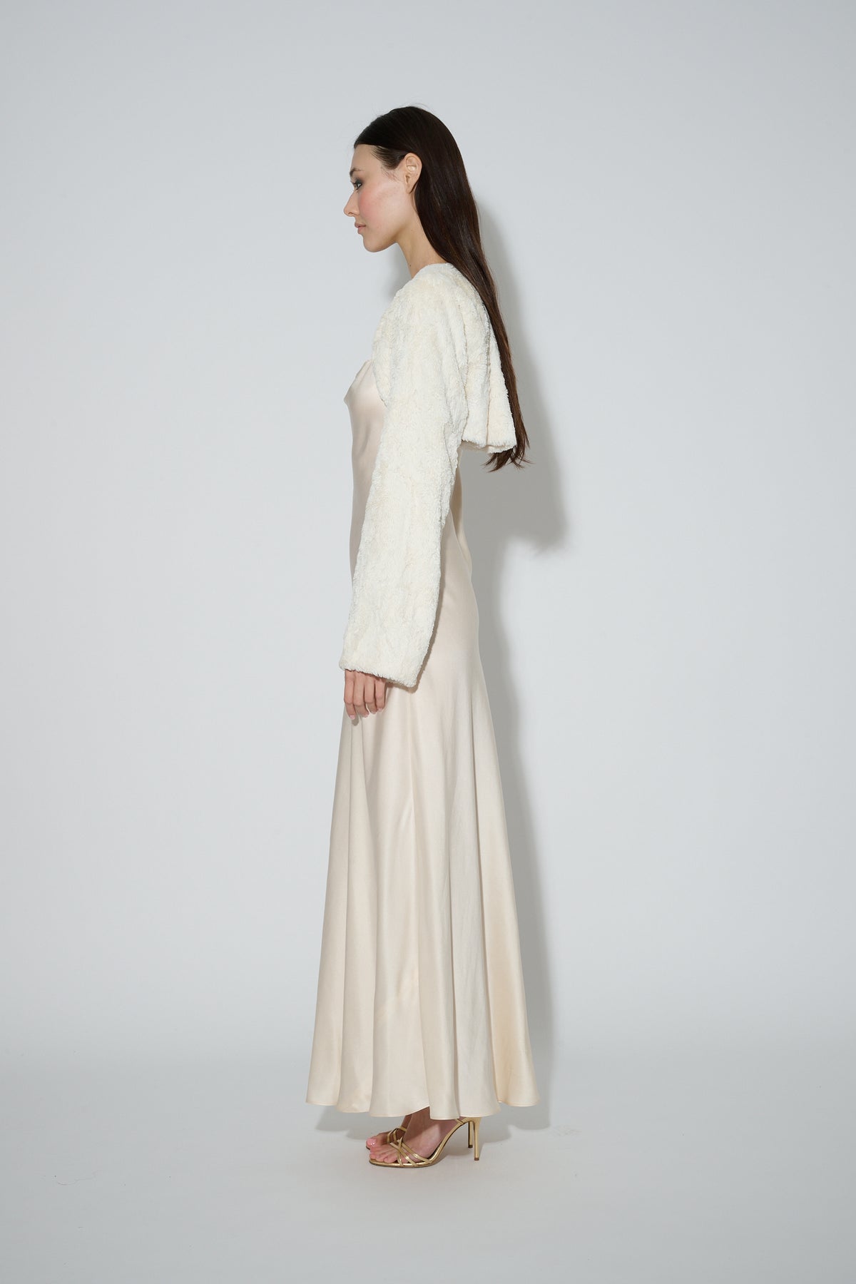 JaneBooke Jacket Faux Fur Bolero Ivory