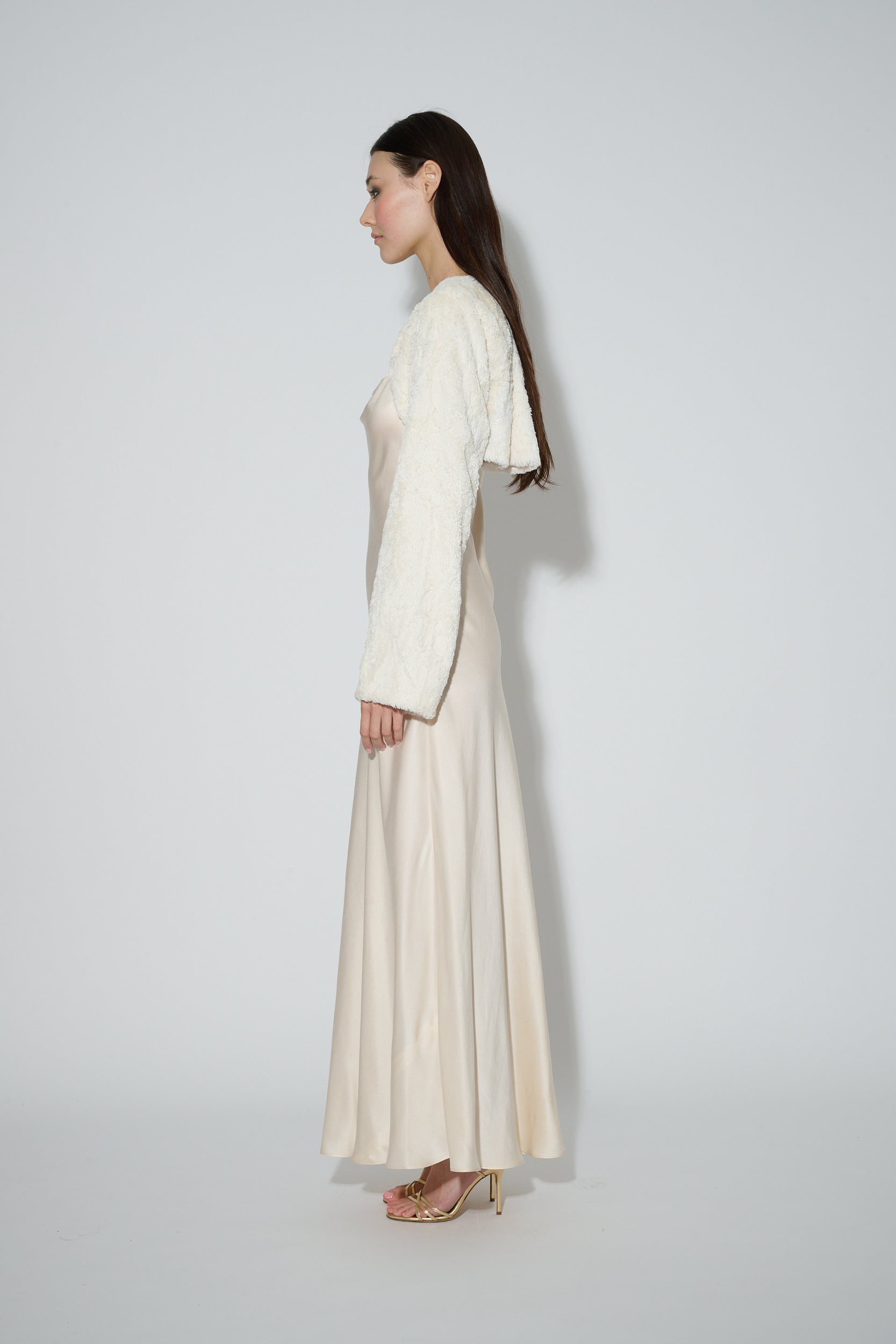 JaneBooke Jacket Faux Fur Bolero Ivory