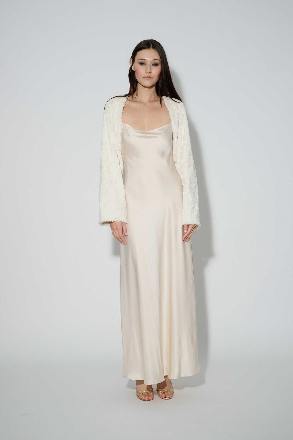 JaneBooke Jacket Faux Fur Bolero Ivory