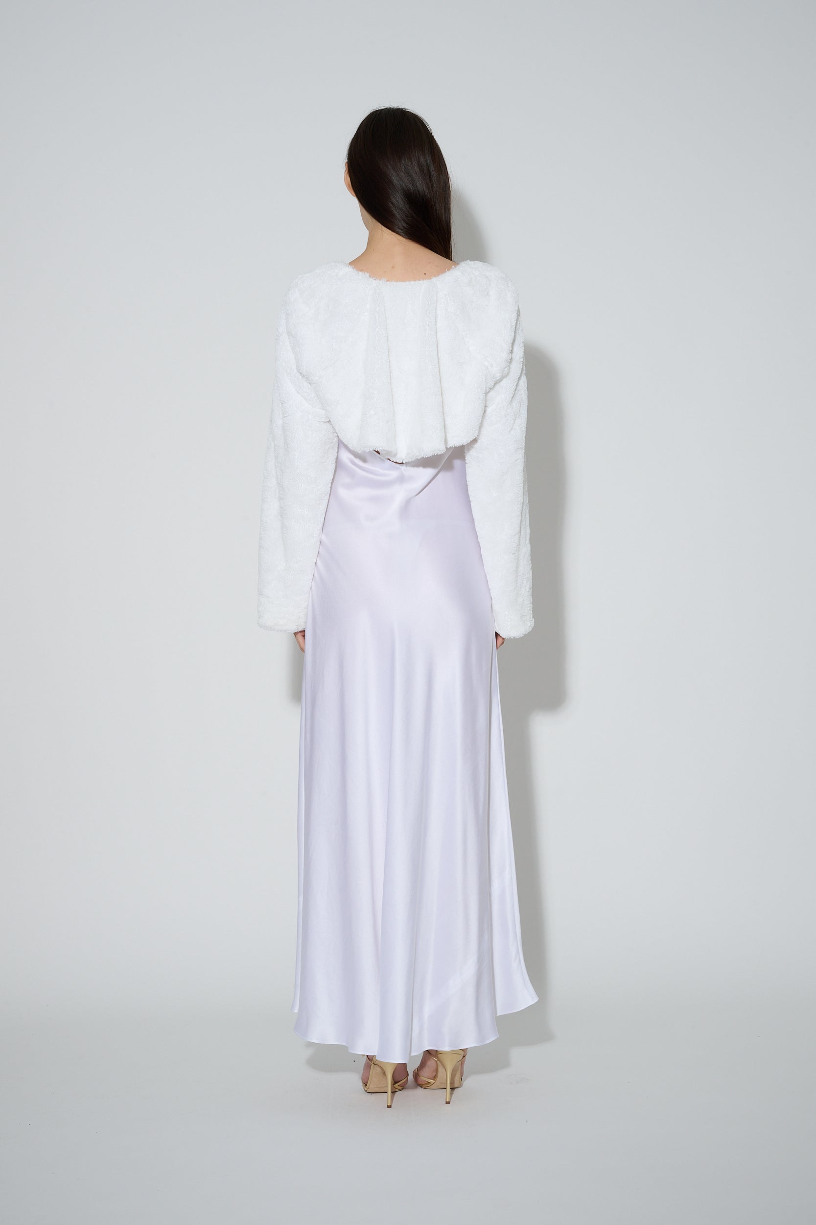 JaneBooke Jacket Faux Fur Bolero White