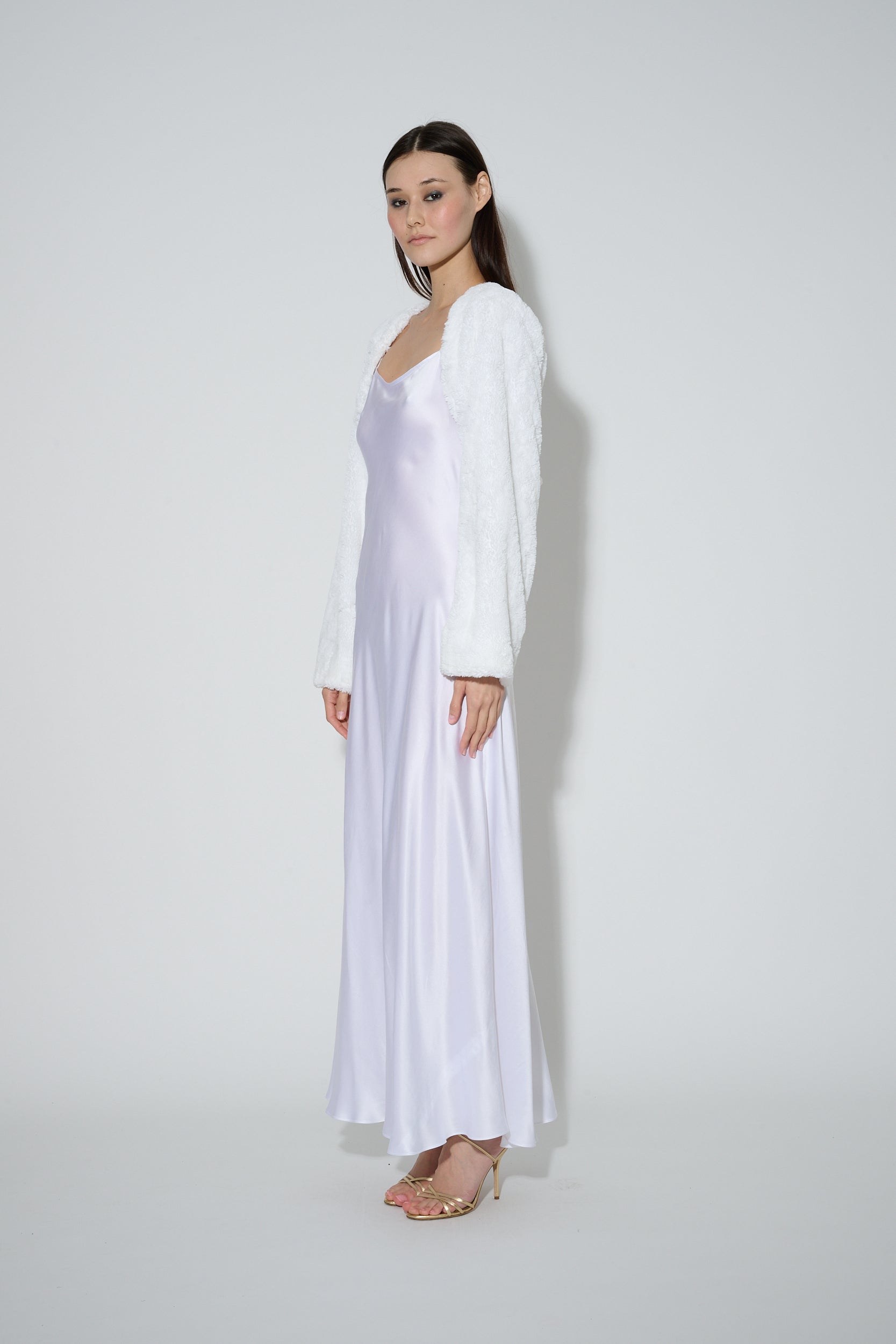 JaneBooke Jacket Faux Fur Bolero White