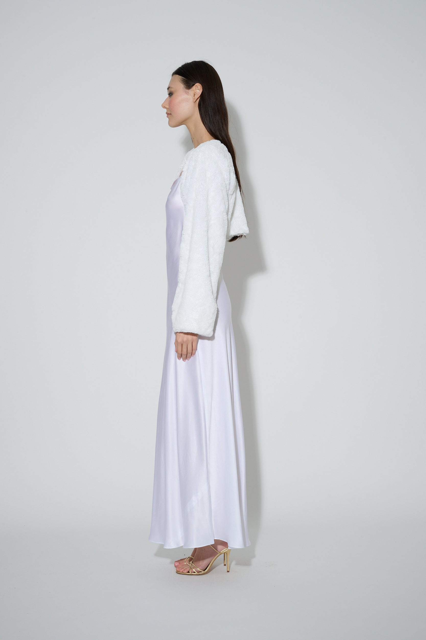 JaneBooke Jacket Faux Fur Bolero White