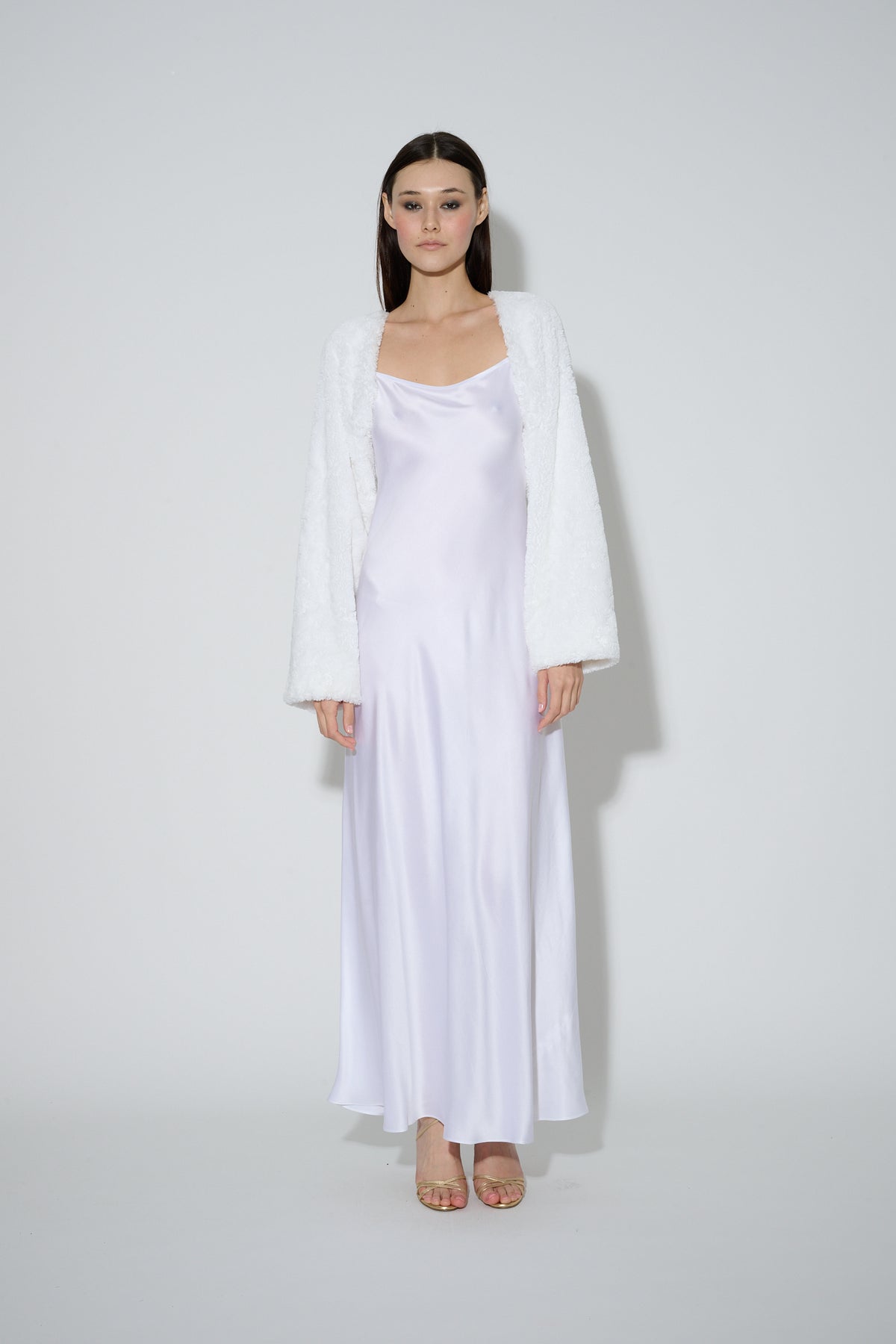 JaneBooke Jacket Faux Fur Bolero White