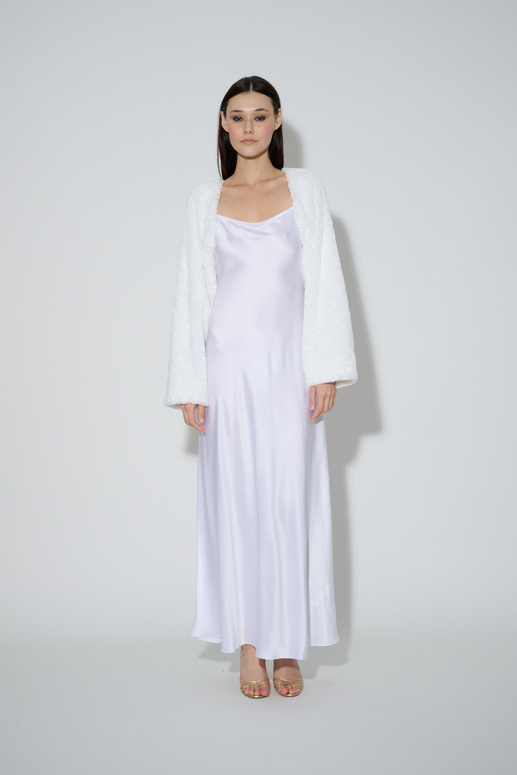 JaneBooke Jacket Faux Fur Bolero White