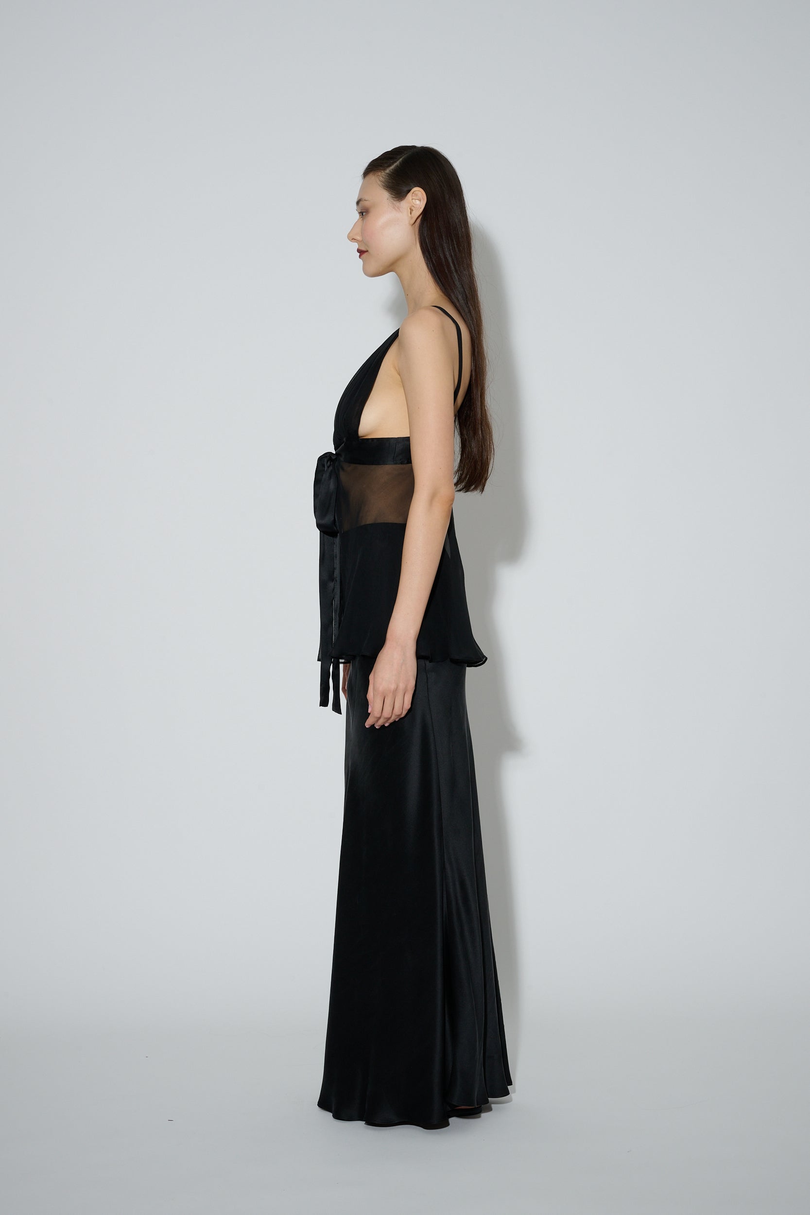 JaneBooke Silk Bias Skirt Black