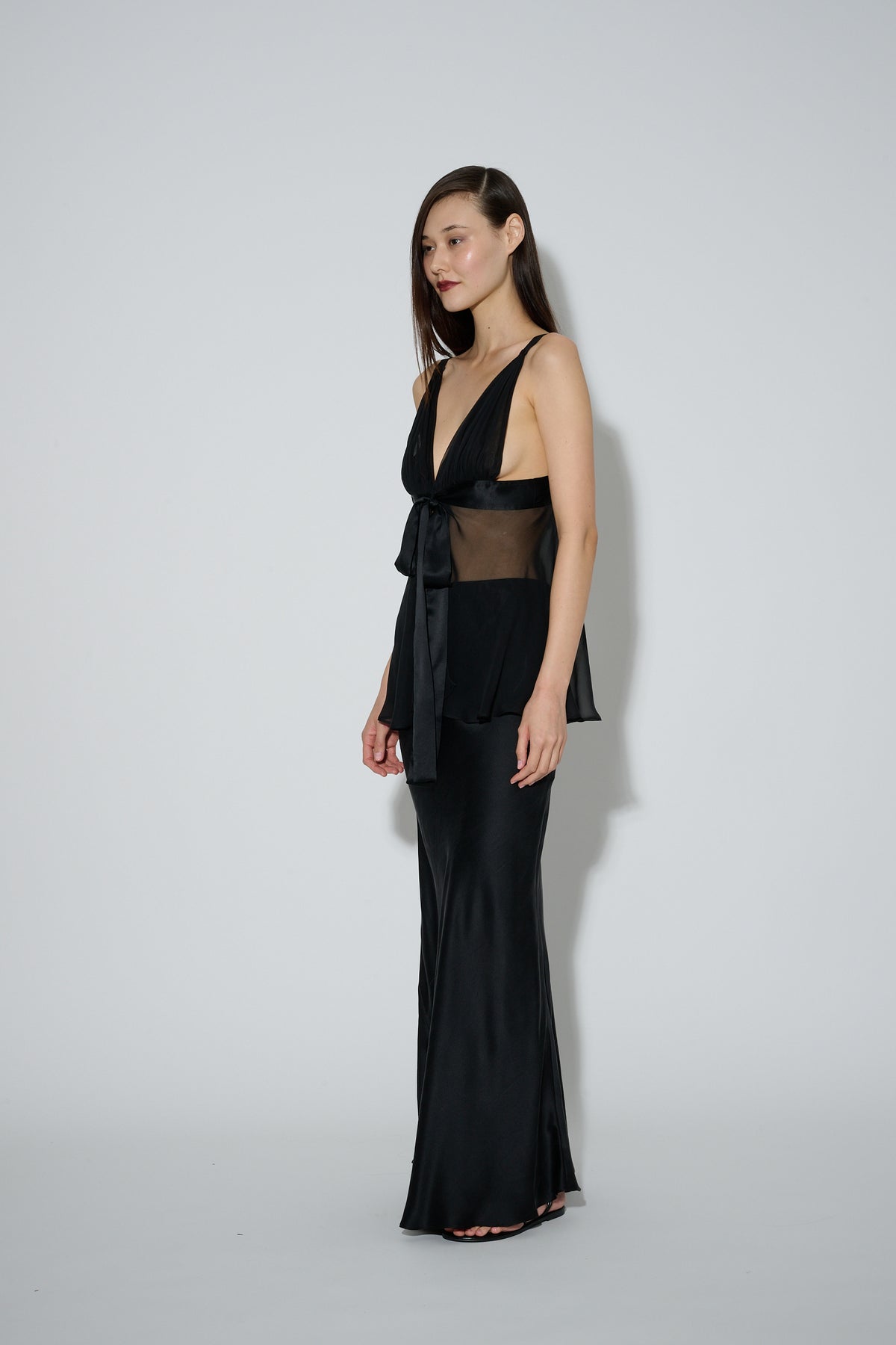 JaneBooke Silk Bias Skirt Black