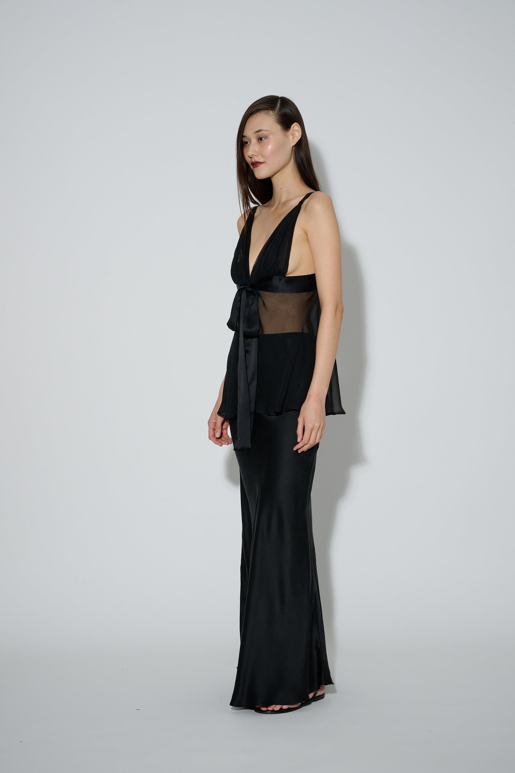 JaneBooke Silk Bias Skirt Black