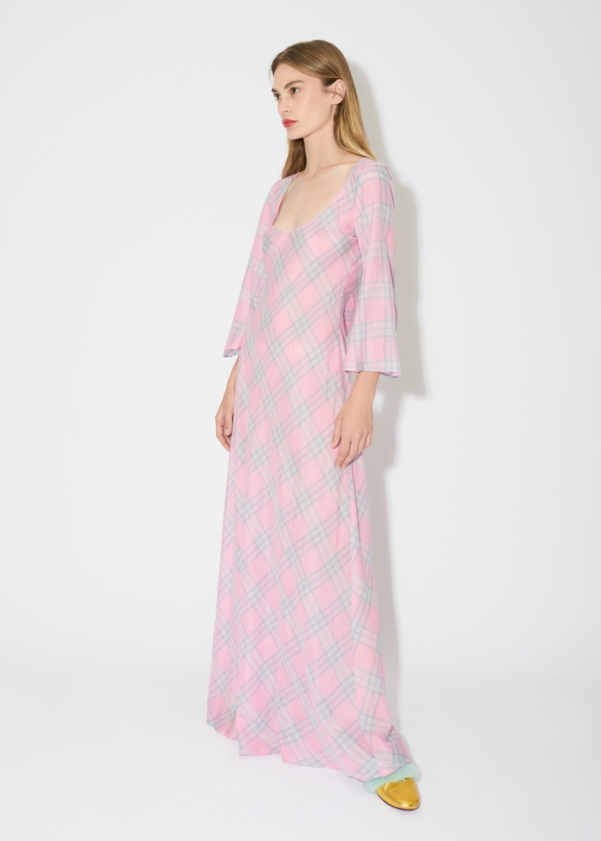 JaneBooke Pink Plaid Cotton Voile Dress